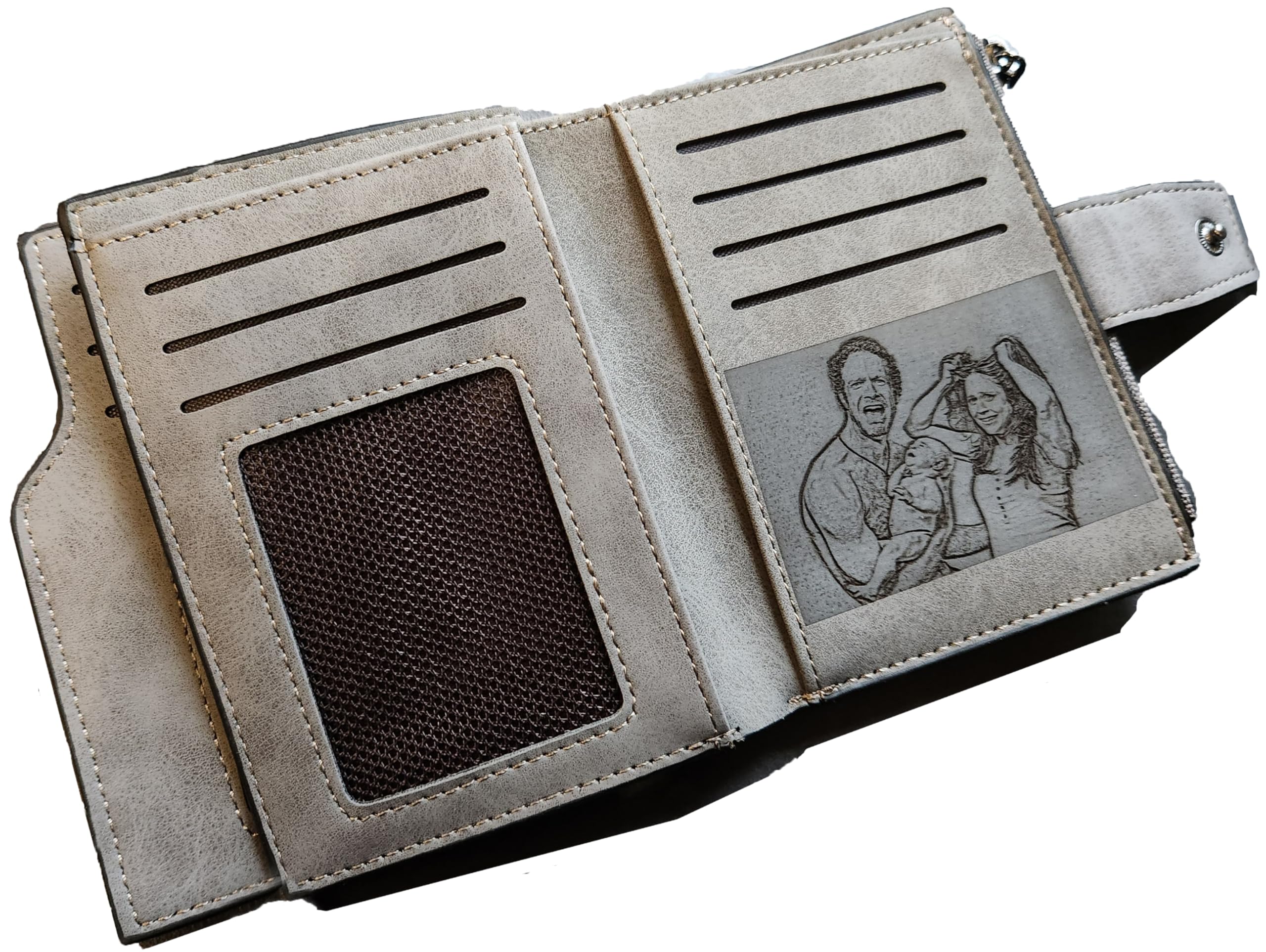 Personalized Photo Wallet for Women & Men - Custom Engraved Vegan Leather Zipper Purse - Unique Gift for Sister, Wife, Mum (Birthday, Anniversary) - Perfect for Everyday Use & Special Occasions