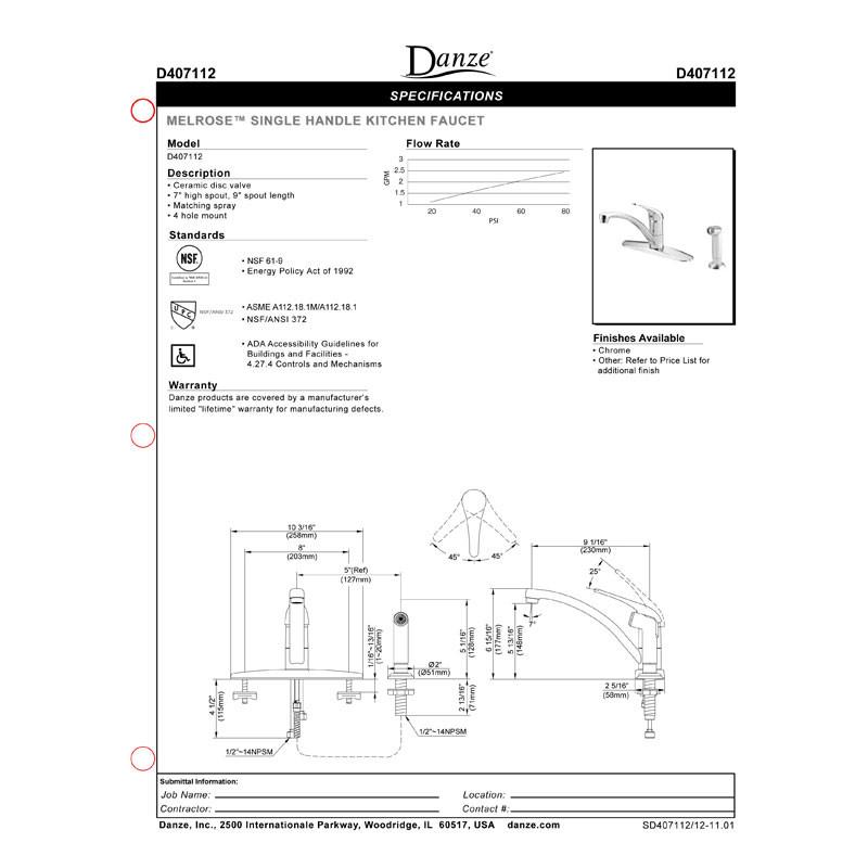 Danze Melrose Chrome Single Handle Pull-Down Sprayer Kitchen Faucet - Modern Design for Easy Dishwashing & Food Prep