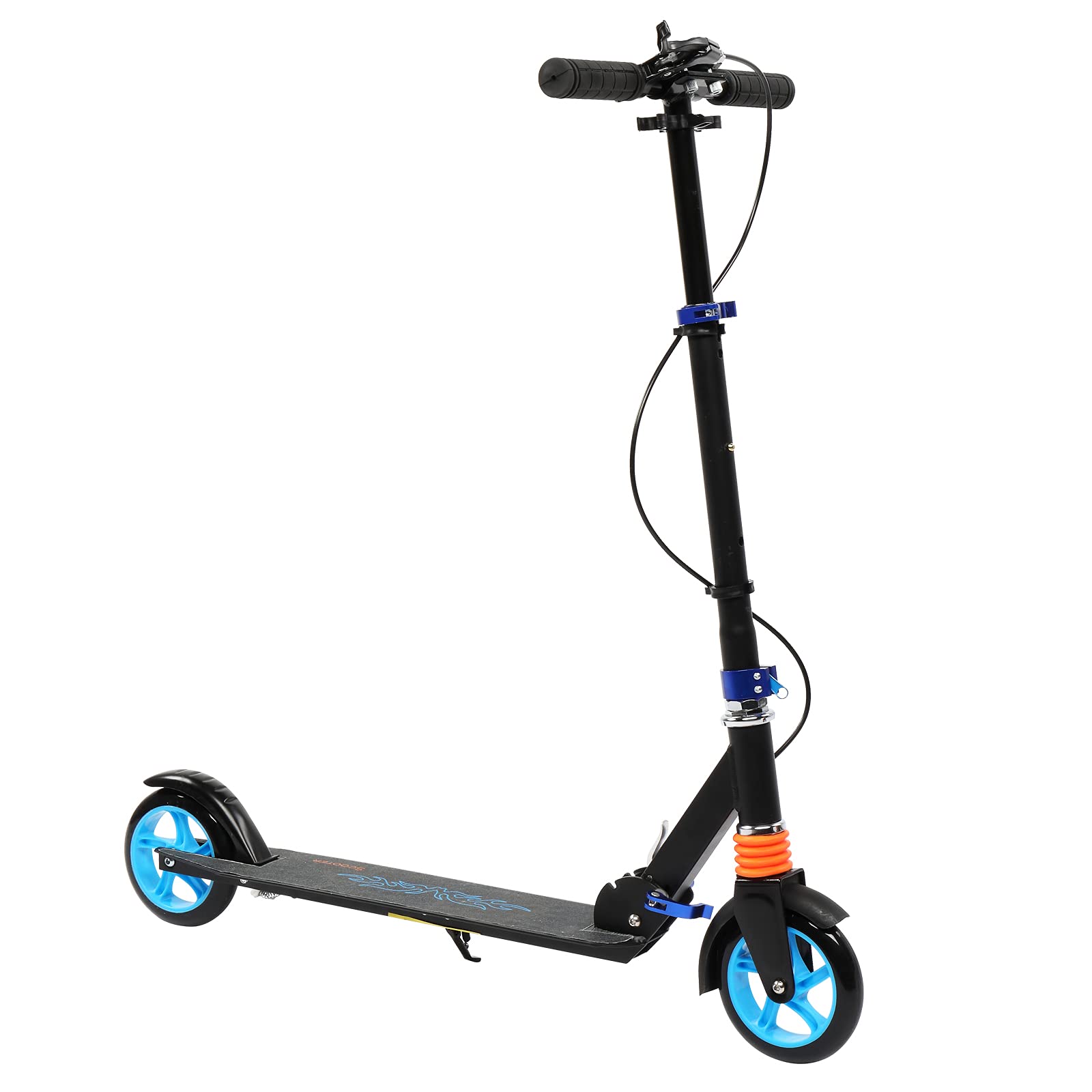 Electric Scooter for Adults & Teens - 3 Height Adjustable, Foldable Commuter Scooter with LED Lights - Perfect for Urban Commuting, Campus Travel & Last-Mile Transportation (Blue)
