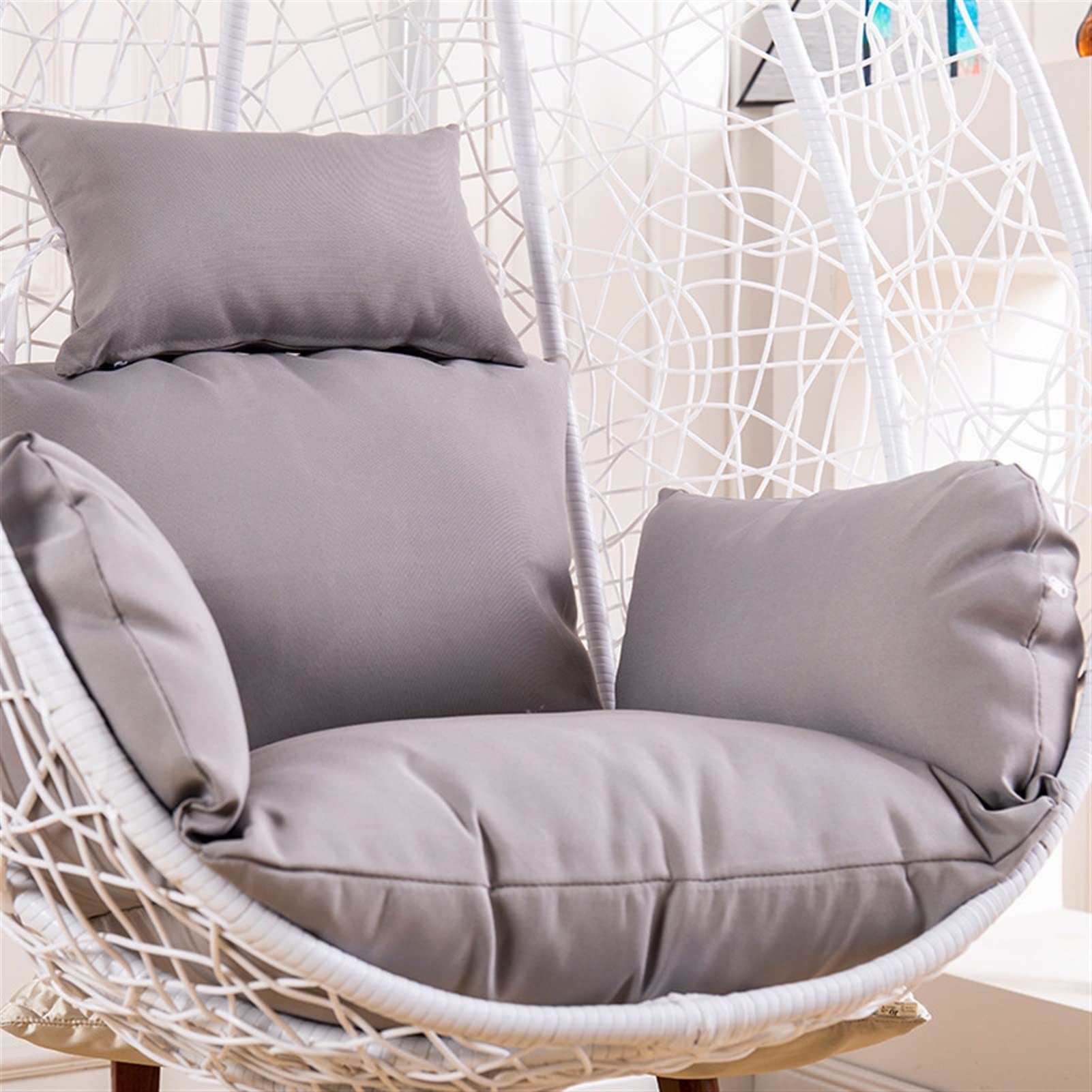 HCZION Egg Chair Cushion Cover - Replacement Swing Chair Cushion Pads for Hanging Basket Chairs - Soft Gray Fabric - Perfect for Indoor/Outdoor Patio, Garden, and Porch Relaxation