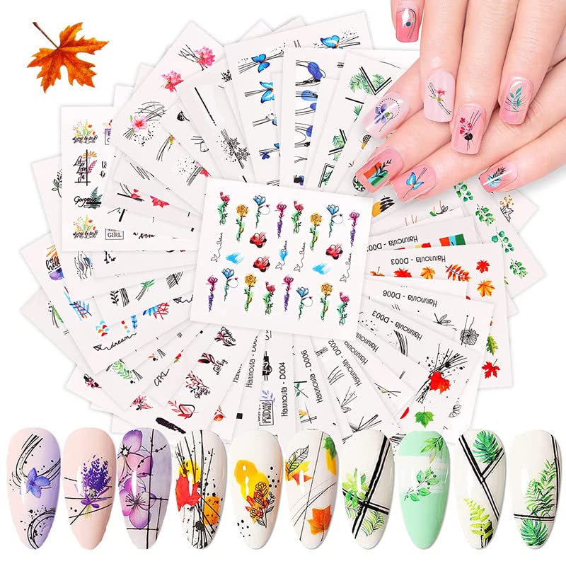 48 Sheets Water Transfer Nail Art Stickers - Floral Leaf Butterfly Designs for DIY Manicure | Easy-to-Apply Nail Decals for Women | Perfect for Parties, Weddings, and Daily Nail Decoration