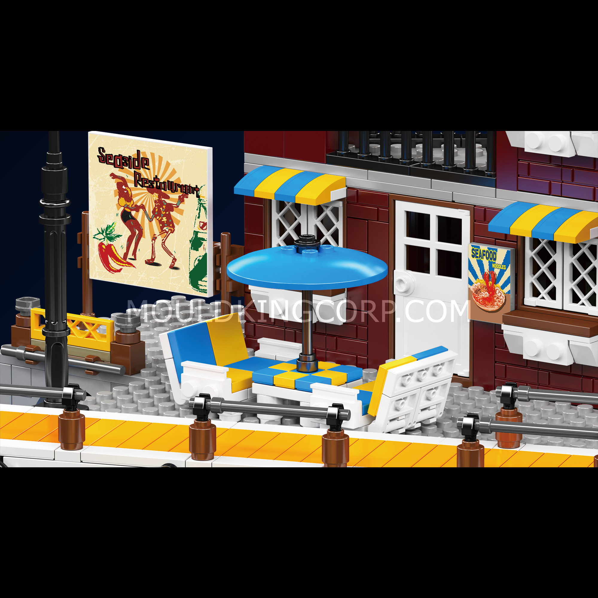 Mould King 10143 Seaside Restaurant Building Blocks Set - 989 Pieces Creative Construction Toy for Adults & Kids | Perfect for Home Decor, Gift Giving & LEGO-Compatible Play