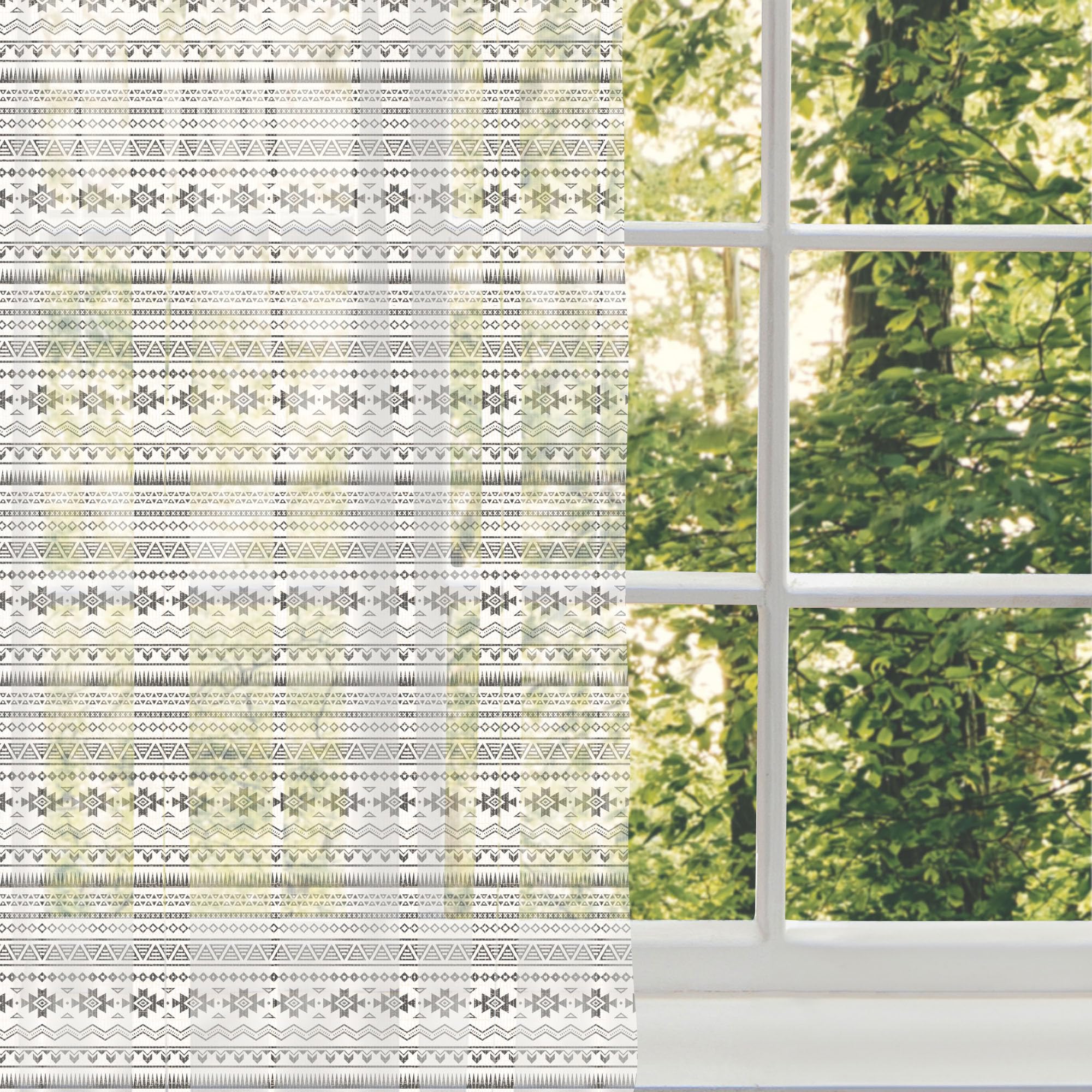 Ambesonne Tribal Tulle Curtains with Rod Pocket - Aztec American Folkloric Art Borders, South American Cultural Design - Sheer Drapes for Wedding, Party, Living Room & Bedroom - 2 Panels (108