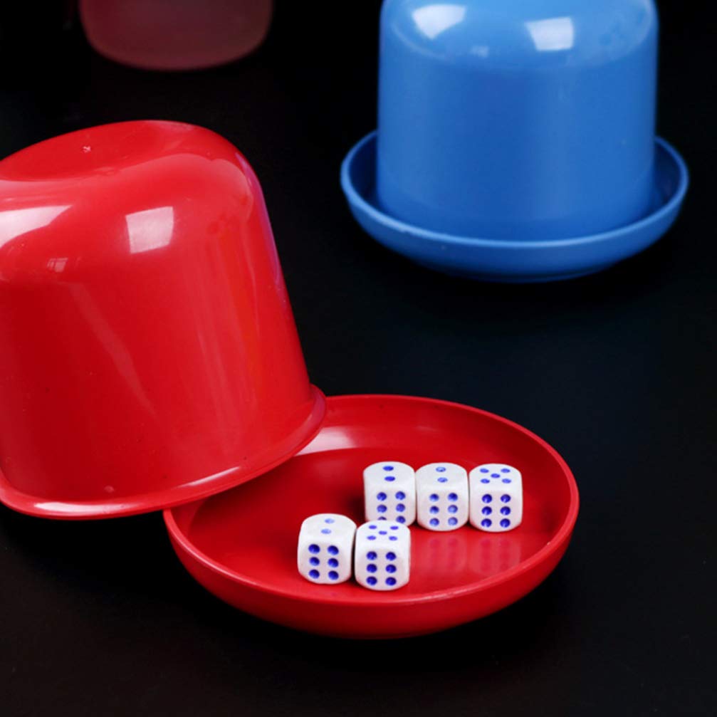NUOBESTY Professional Dice Cup Set with 5 Plastic Dot Dices - Perfect for Liar's Dice, Yahtzee, Farkle Games | Anti-Cheating Dice Box for Bars, KTV, Parties & Family Game Nights (Black)