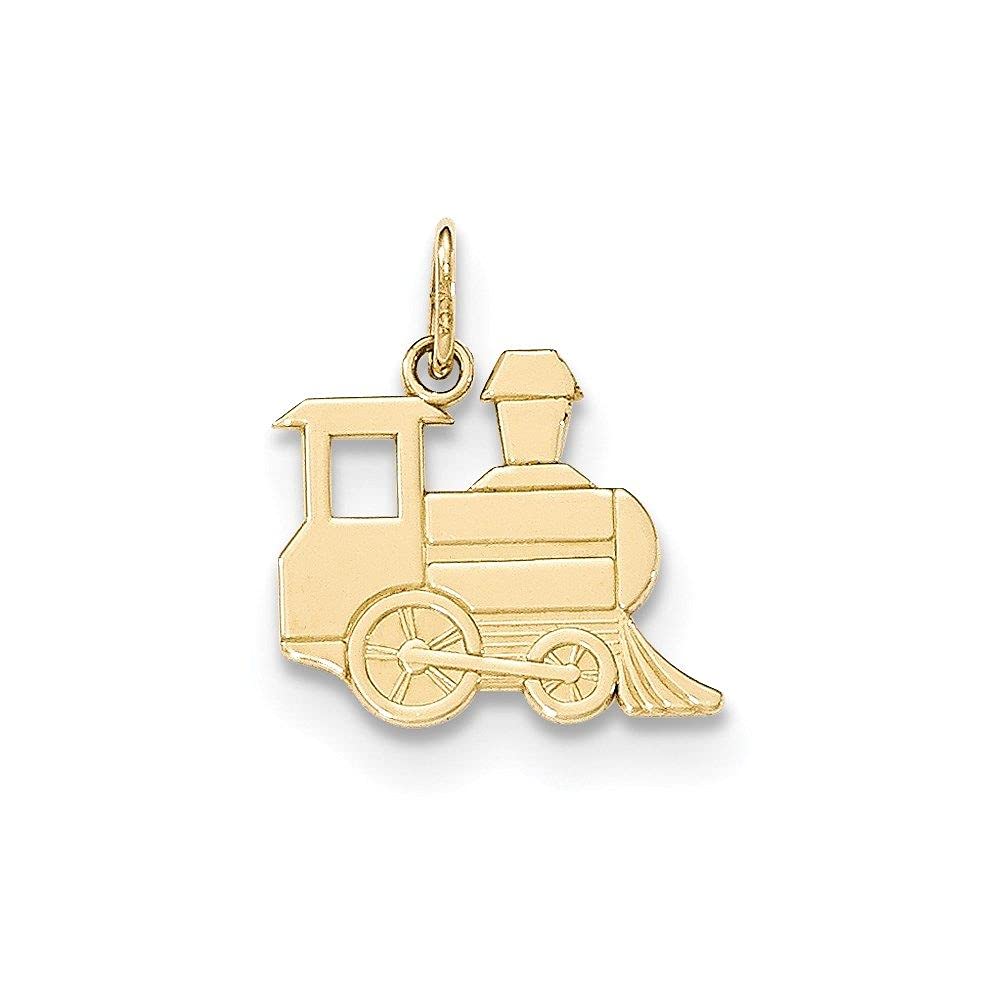 14K Gold Polished Toy Train Pendant Necklace - Elegant Jewelry Gift for Kids & Train Enthusiasts - Perfect for Birthdays, Holidays & Special Occasions
