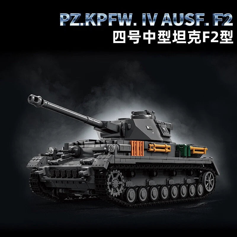 1:12 Scale 1419pcs 12GO 97003 PZ KPFW.IV AUSF.F2 German WWII Tank Model Building Kit - Perfect for Military Enthusiasts & Collectors