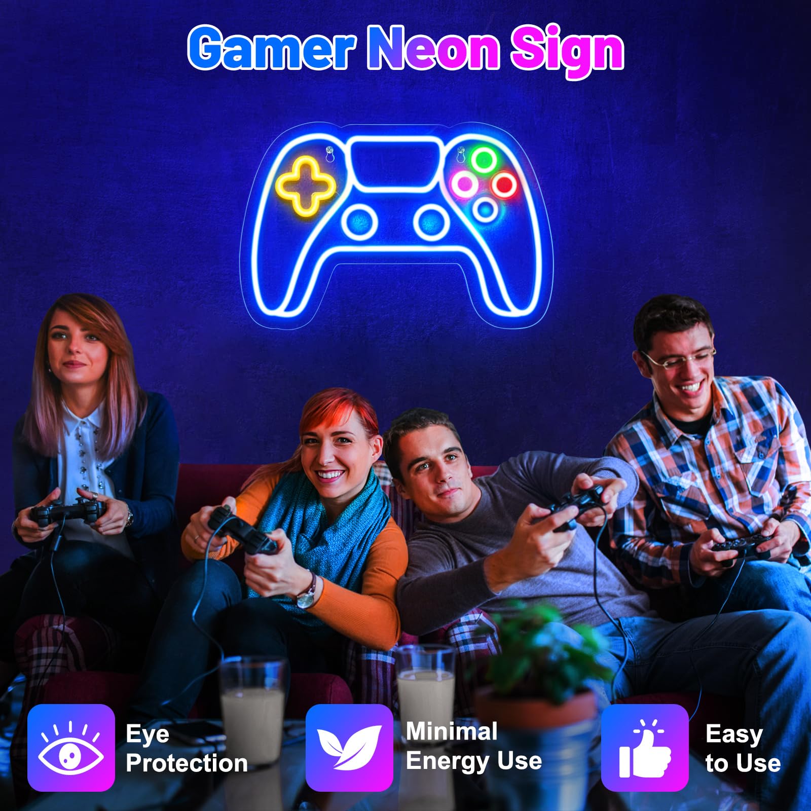 Gamer Neon Sign - LED Gaming Wall Decor for Game Room & Teen Boy Bedroom - Blue GAME Neon Light for Gaming Setup & Man Cave - Perfect for Esports, Streaming & Gamer Gifts