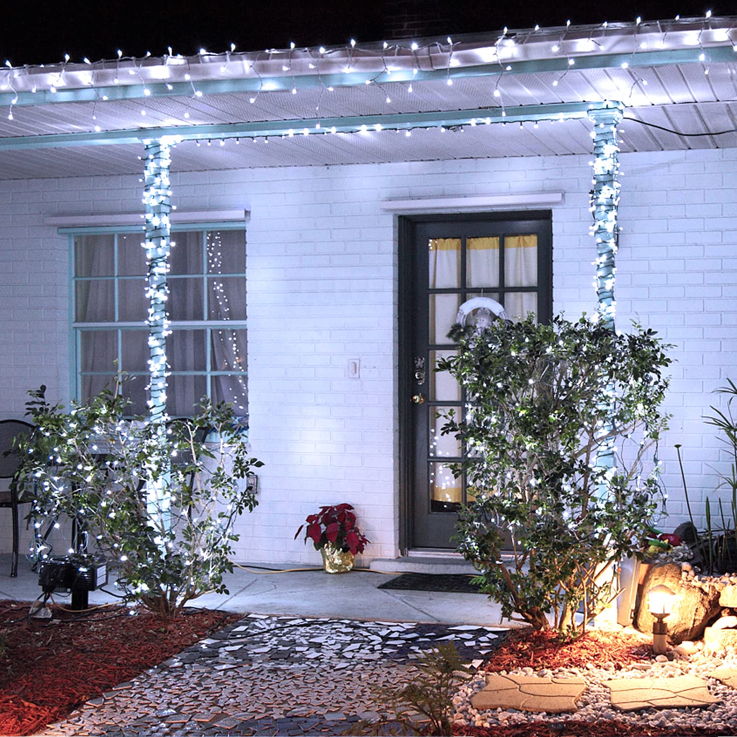 JMEXSUSS 200 LED White Christmas Lights Outdoor - 66ft Waterproof Twinkle String Lights with 8 Modes & Green Wire - Perfect for Christmas Tree, Xmas Wedding, Party & Indoor/Outdoor Holiday Decorations
