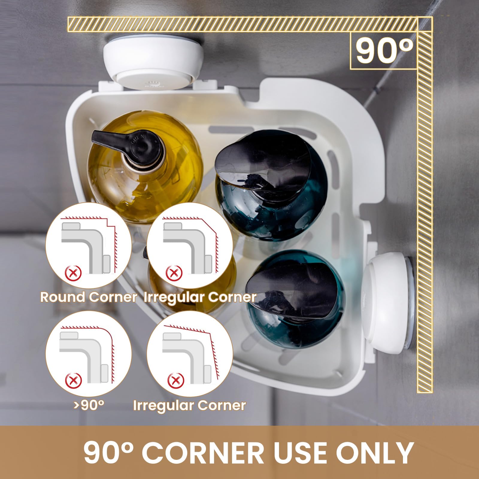 LEVERLOC Corner Shower Caddy with Powerful Suction Cups - Rustproof & Waterproof Bathroom Organizer for Shampoo, Soap & Toiletries - No Drilling Required, Easy to Remove (White) - Perfect for Small Bathrooms & Apartment Showers