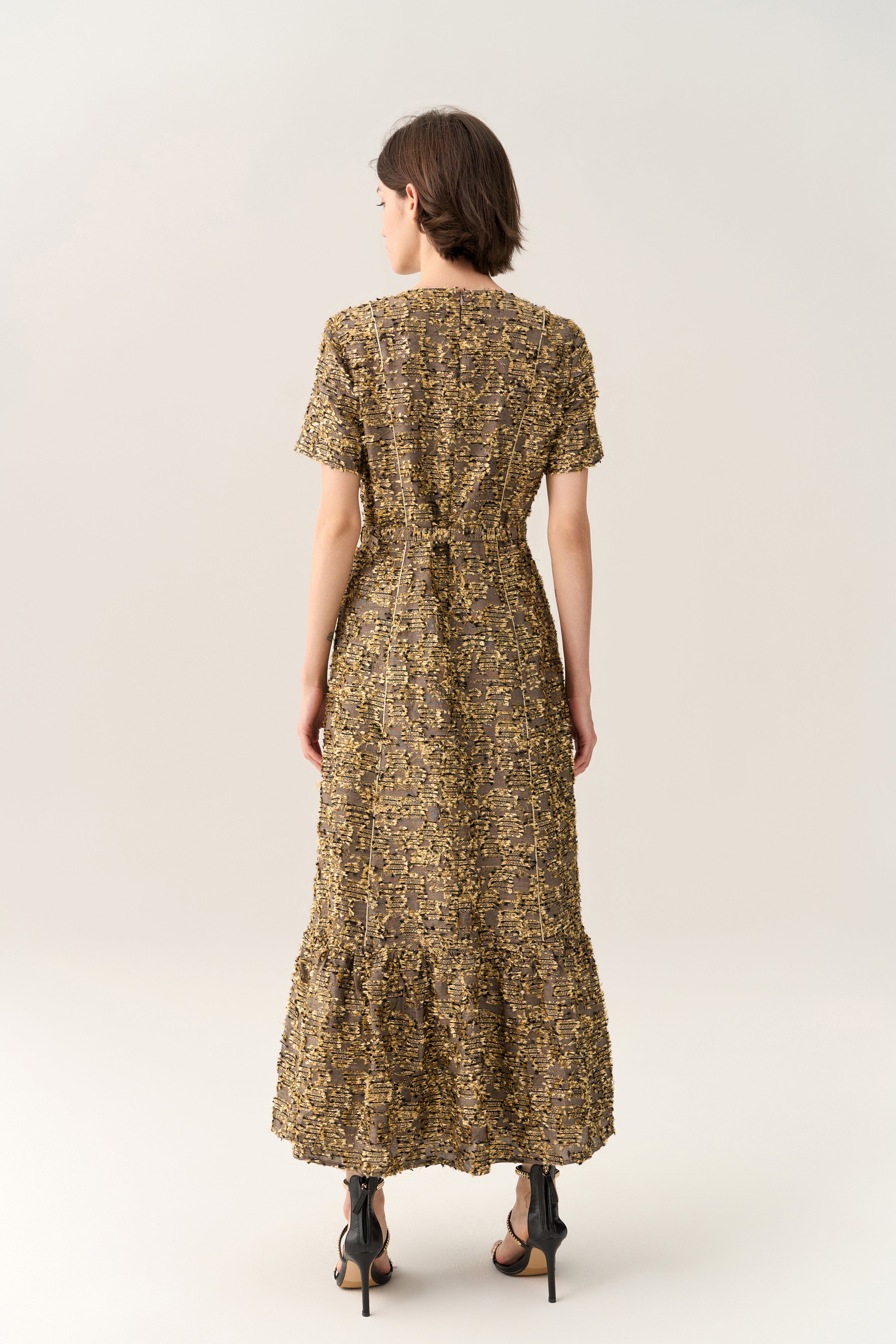 Elegant Prestige Jacquard Fishtail Maxi Dress for Women - Perfect for Weddings, Parties & Special Occasions