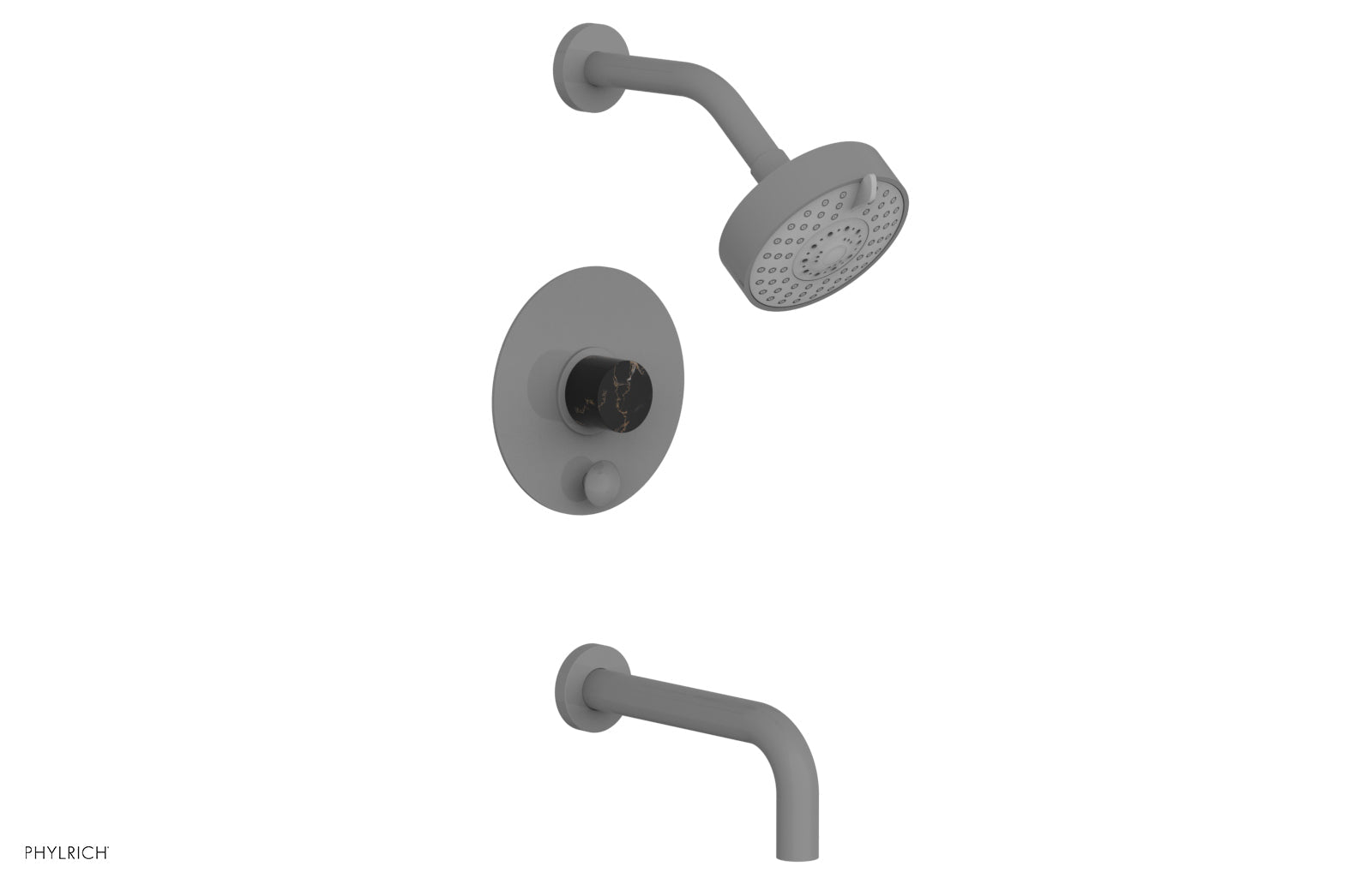 BASIC II Pressure Balance Tub and Shower Set - Black Marble Finish, 230 28 Series | Perfect for Modern Bathroom Renovations & Spa-Like Showers
