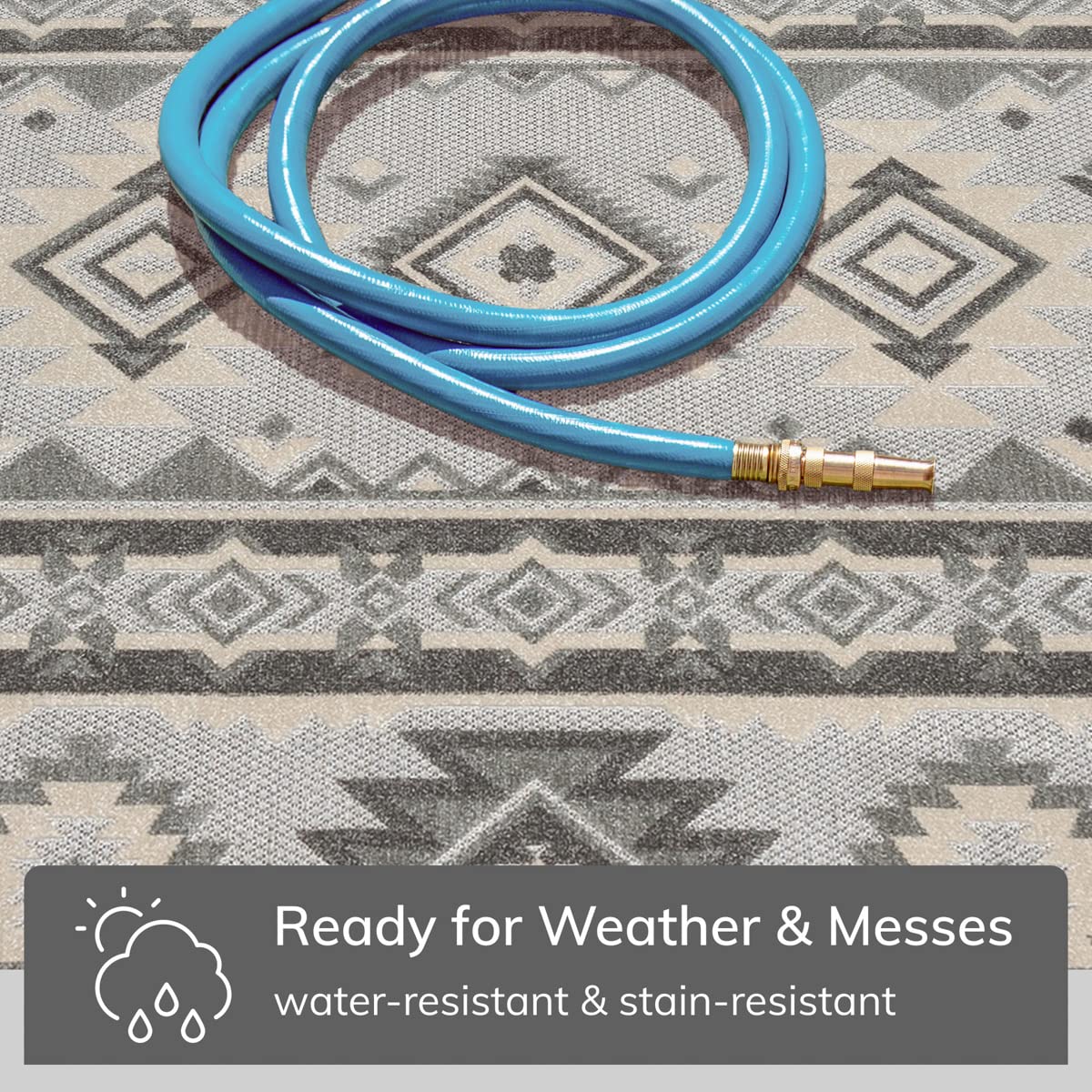 Well Woven Mamba Grey Southwestern Indoor/Outdoor Area Rug 6'7