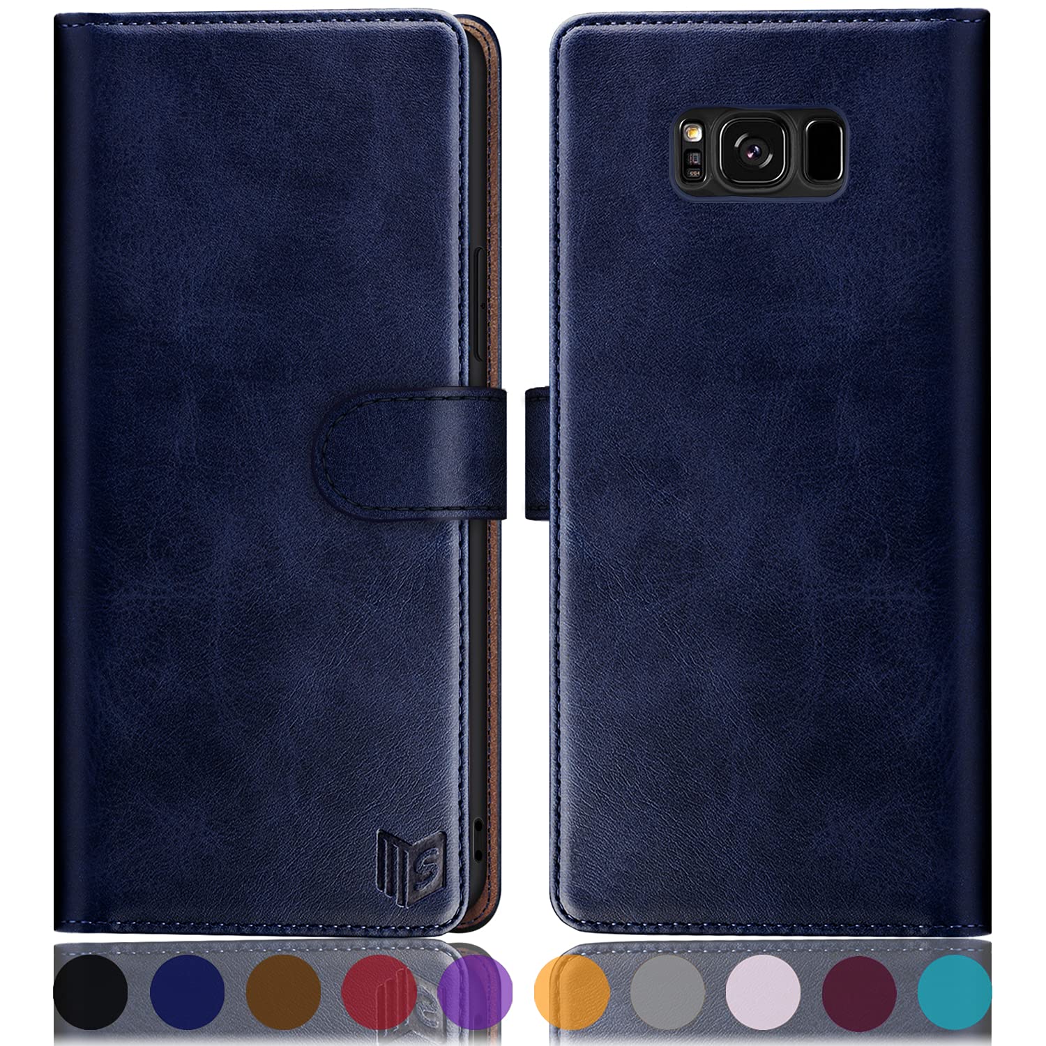 Samsung Galaxy S8 Wallet Case - RFID Blocking Leather Cover with Card Holder | Shockproof Protection for Daily Use