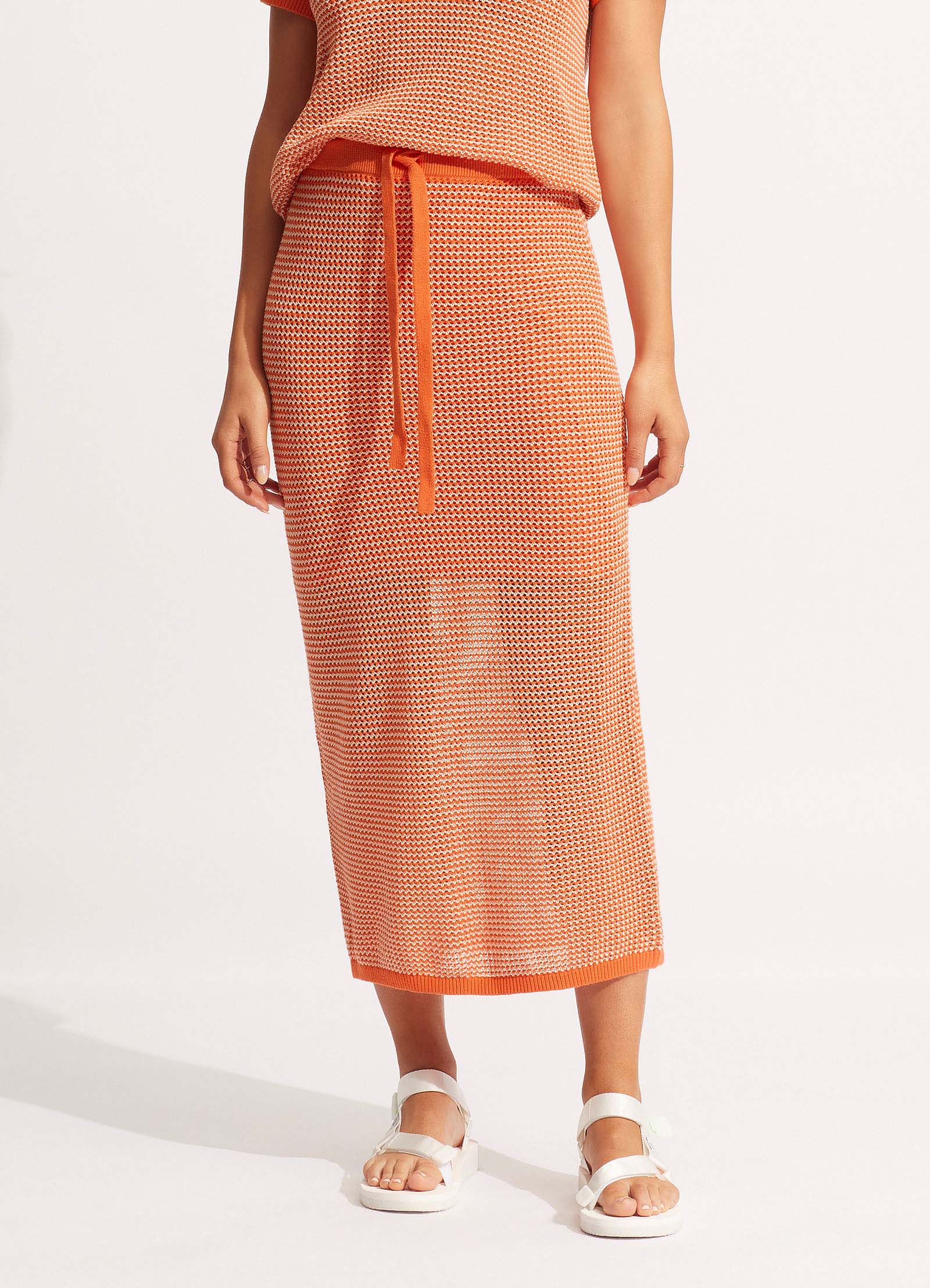 Sunray Knit Skirt - Women's Flowy A-Line Midi Skirt with Elastic Waistband | Perfect for Office Wear, Casual Outfits & Summer Dresses