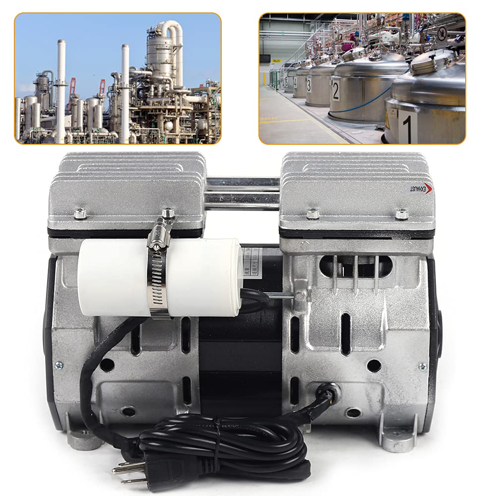 TBVECHI Oil-Free Diaphragm Vacuum Pump - 110V 1100W High Flow Air Pump, 200L/min 8 Bar, Quiet & Mute Operation - Perfect for Medical Equipment, Laboratory Use, and Industrial Applications
