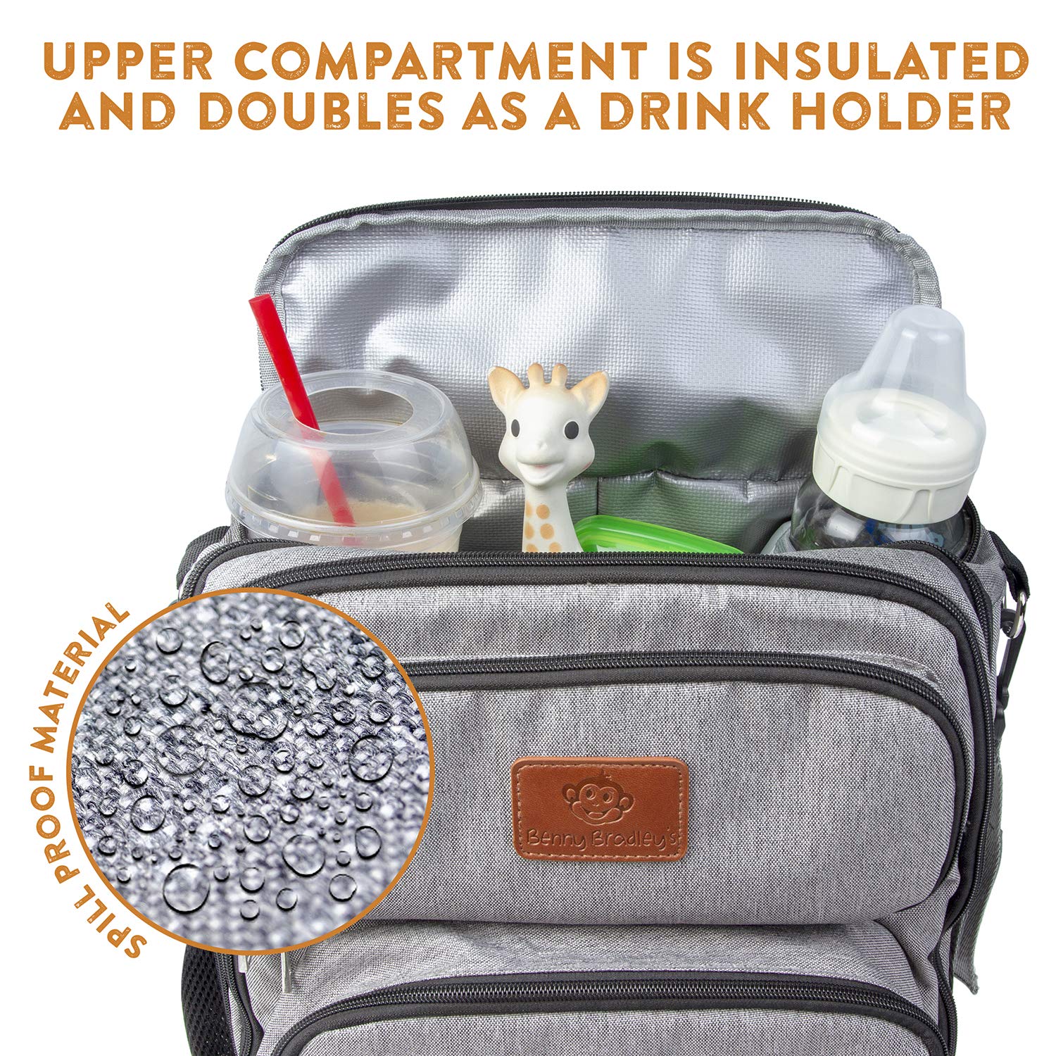 **Benny Bradley’s 3-in-1 Diaper Bag Backpack – Waterproof, Spill-Proof, Large Capacity Baby Bag with Stroller Straps – Perfect for Parents, Travel & On-the-Go – Universal Stroller Attachment & Built-In Cooler**