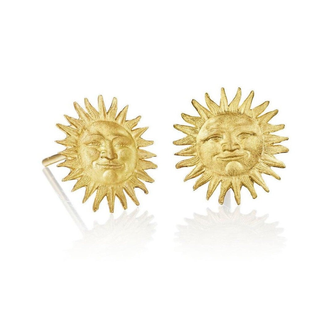 Tiny Sunface Stud Earrings - Minimalist Gold Plated Dainty Earrings for Women - Perfect for Everyday Wear, Gifts & Boho Style Outfits