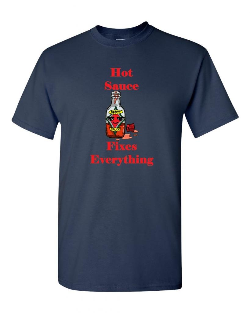 Hot Sauce Fixes Everything Funny Adult T-Shirt - Spicy Food Lover Gift for Men & Women - Perfect for BBQ, Parties & Casual Wear