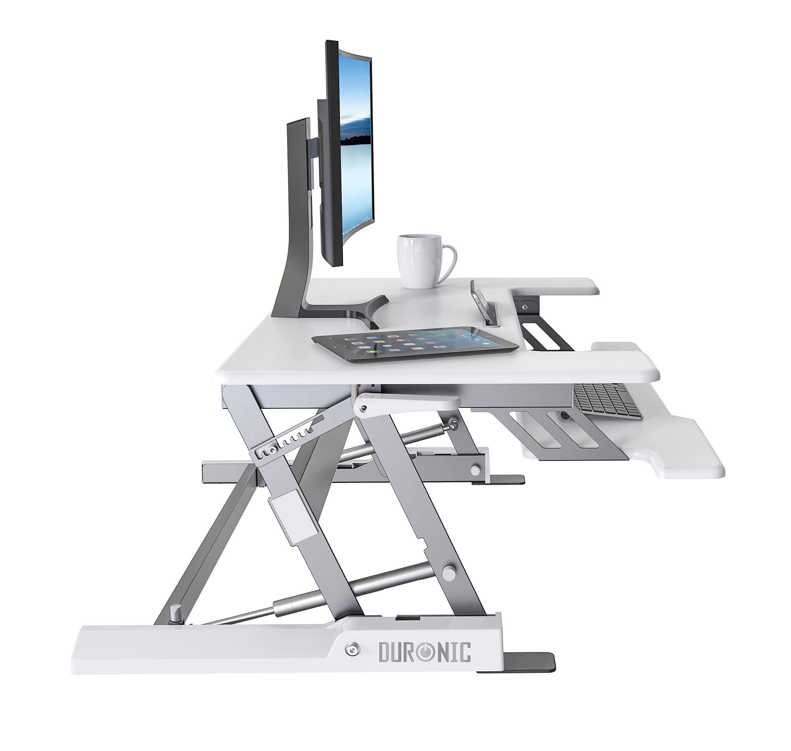 Duronic DM05D1WE Electric Height Adjustable Standing Desk Converter - 36.2