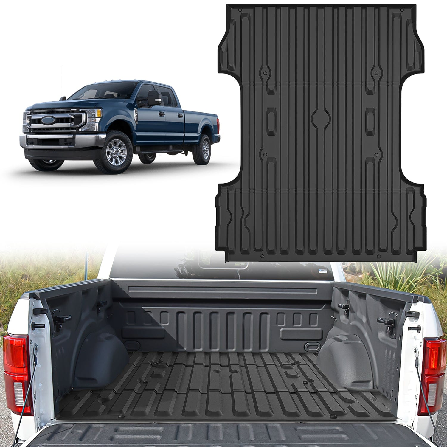 6.8ft Heavy Duty Rubber Truck Bed Mat for 2017-2023 Ford F-250/F-350/F-450 - Durable Anti-Slip Protection for Pickup Truck Cargo & Work Scenes