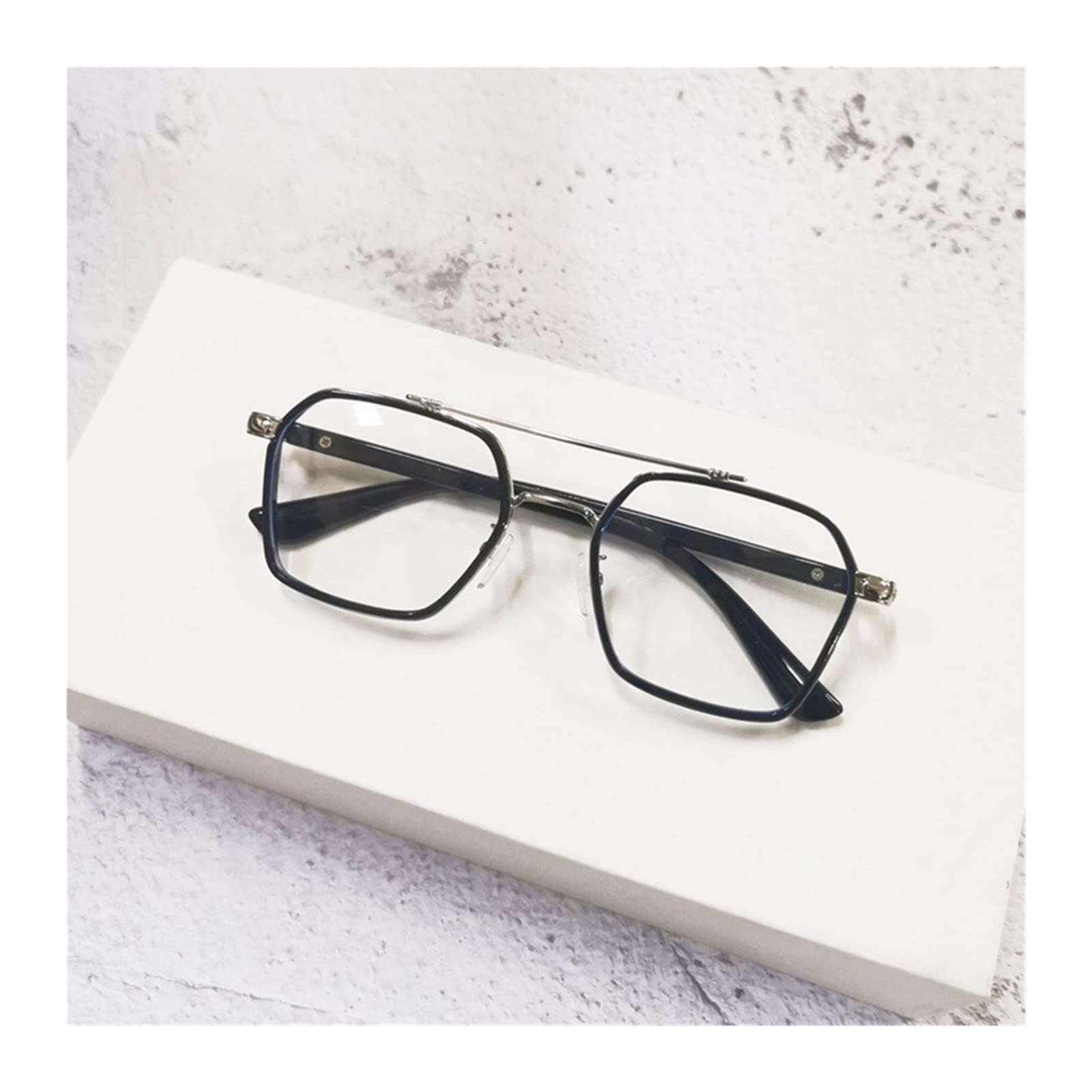 Stylish Large Frame Retro Reading Glasses - Anti-Blue Light Flat Mirror Full Frame with Comfort Spring Hinges (+2.0 Strength, T2 Color) - Perfect for Computer Work, Reading & Office Use