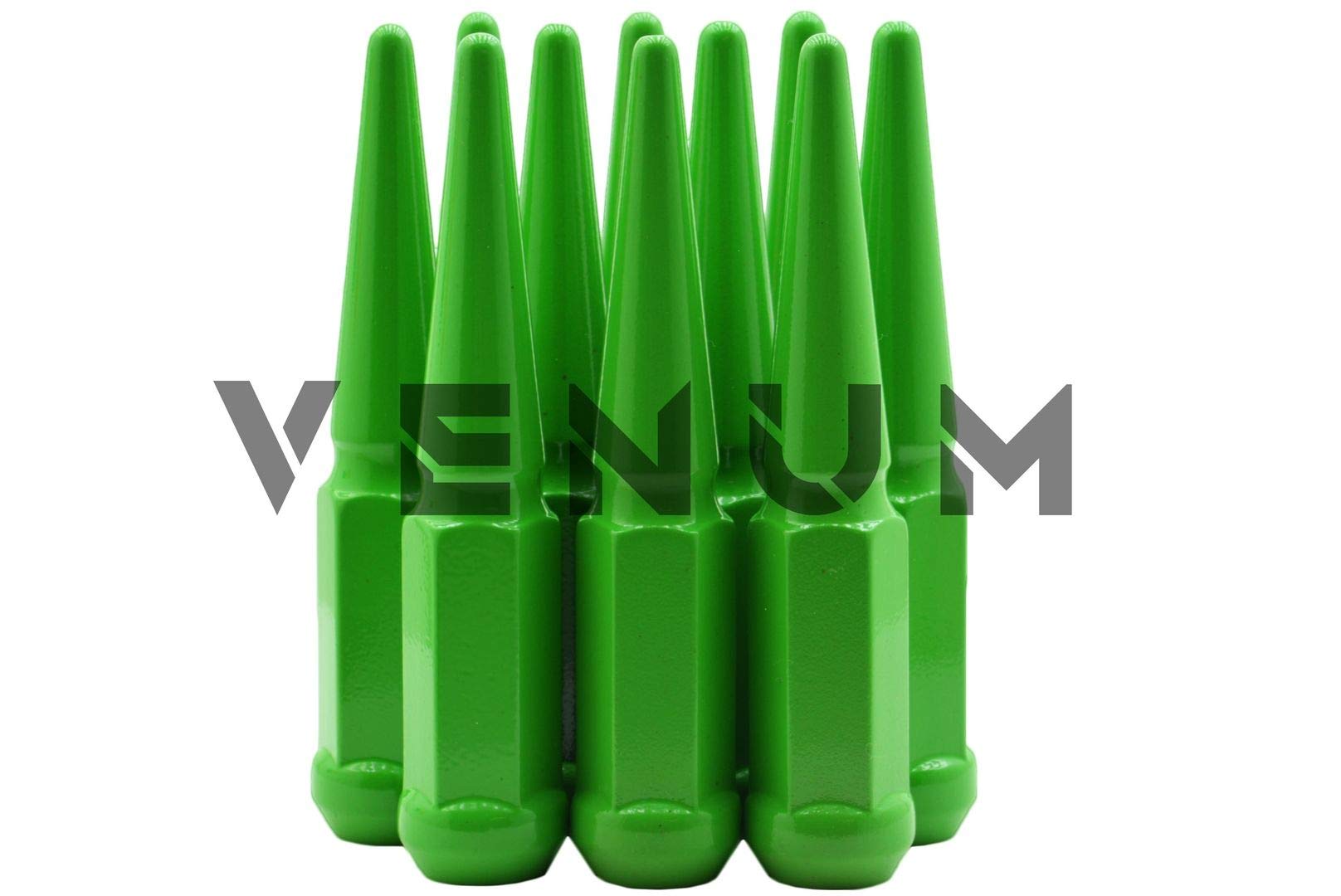 Venum 32-Pc Gloss Lime Green Spike Lug Nuts - M14x1.5 for Ford F-250/F-350 Wheels | Off-Road & Custom Car Accessories