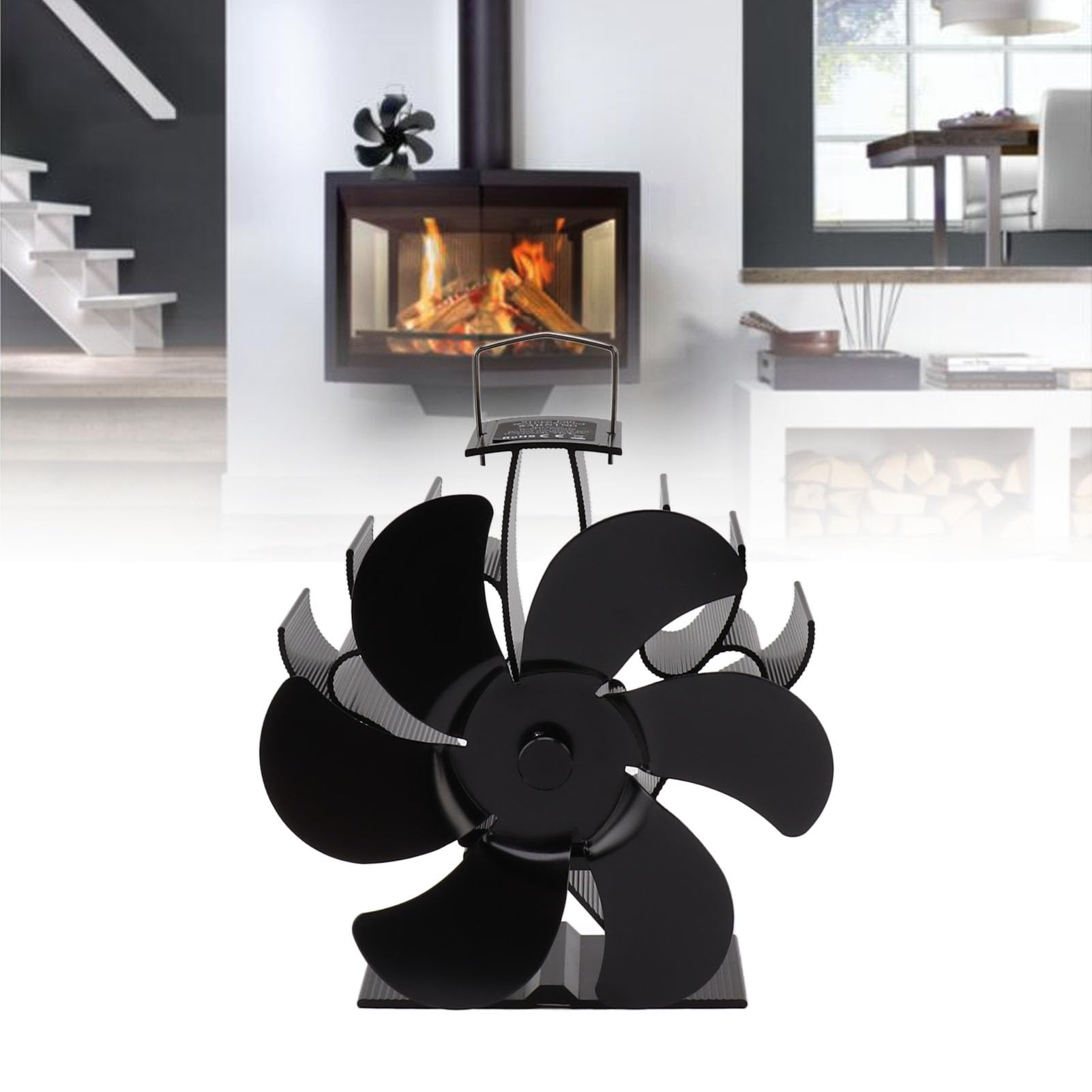 6-Blade Wood Stove Fan - Heat Powered Fireplace Fan for Efficient Home Heating - Perfect for Wood Burning Stoves & Log Cabin Fireplaces (LT419)