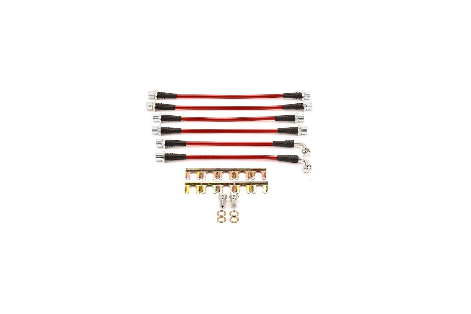 Power Stop BH00133 Performance Stainless Steel Braided Brake Hose Kit - Front & Rear (Red) | High-Temperature Resistance for Racing, Off-Road & Daily Driving
