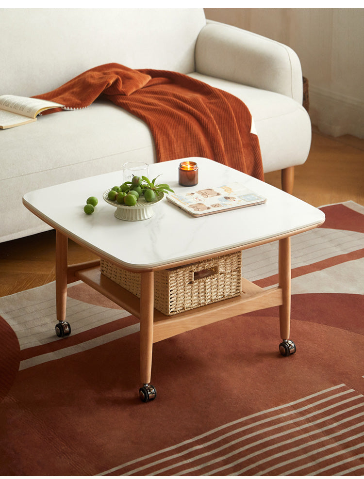 Premium Oak Solid Wood Rocking Tea Table - Handcrafted Rustic Coffee Table for Living Room, Patio & Outdoor Relaxation
