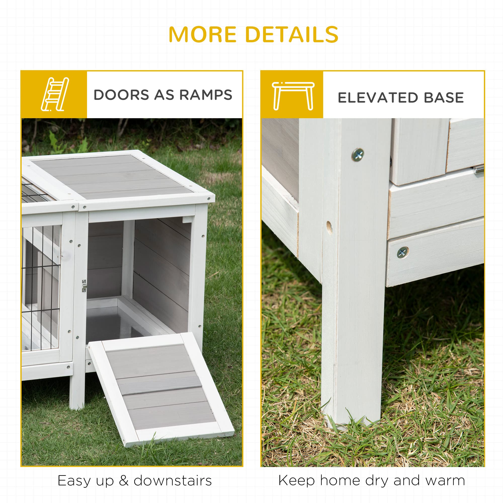 Premium PawHut Rabbit Hutch - Indoor Bunny Cage & Guinea Pig House with Pull-Out Tray & Divider Board | Durable White Small Animal Shelter for Rabbits, Guinea Pigs, Hamsters | Perfect for Home, Backyard, or Pet Store Use