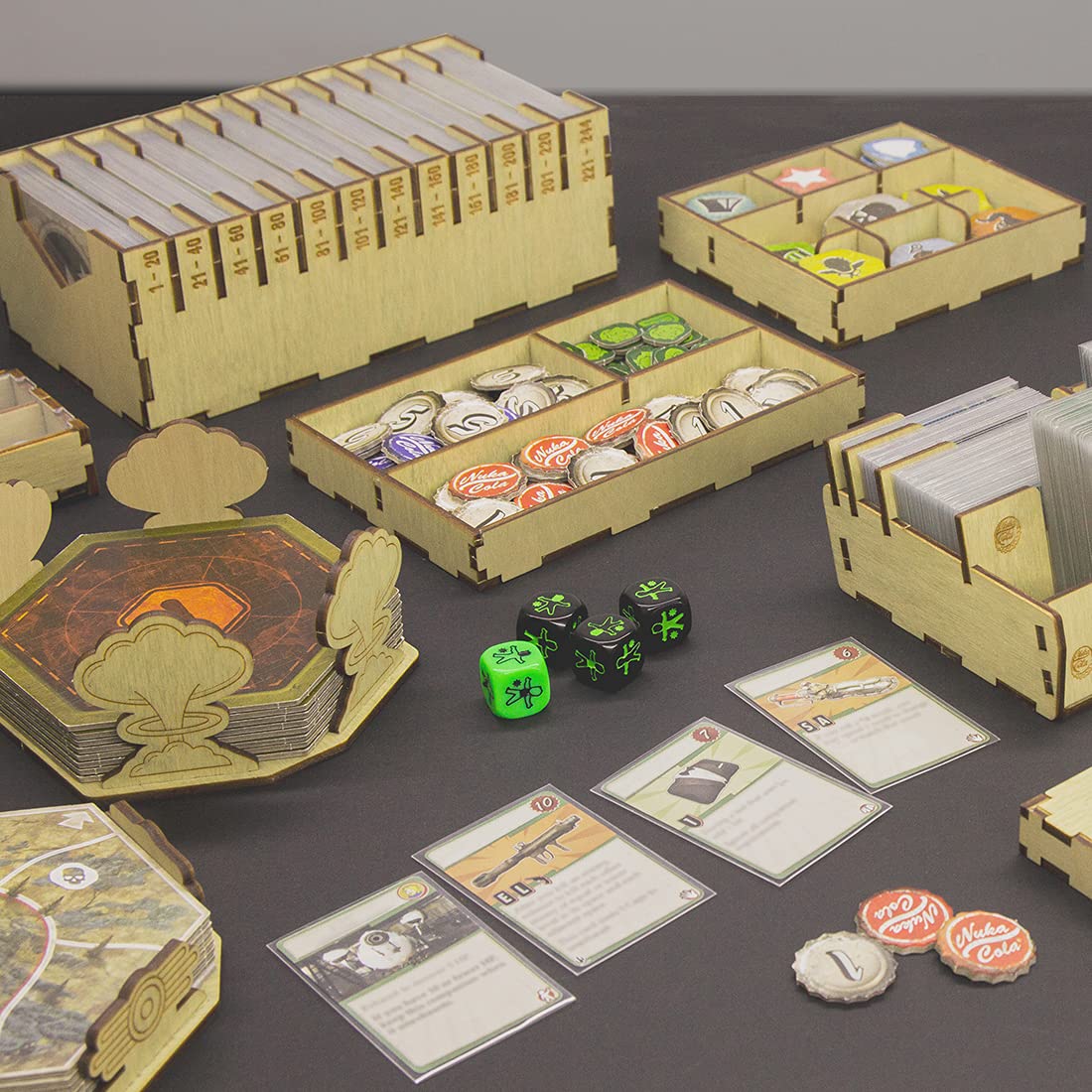 SMONEX Premium Board Game Organizer Box - Compatible with Fallout New California & Atomic Bonds Expansions - Perfect Fit for Original Game Box - Laser Engraved Design - Ideal for Game Nights & Collectors Display