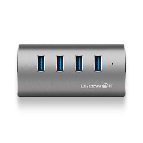 BlitzWolf BW H1 4-Port USB 3.0 Hub - High Speed Data Transfer, Aluminum Alloy Portable USB Splitter for Laptop, PC, Mac - Perfect for Home Office, Gaming & Travel Accessories