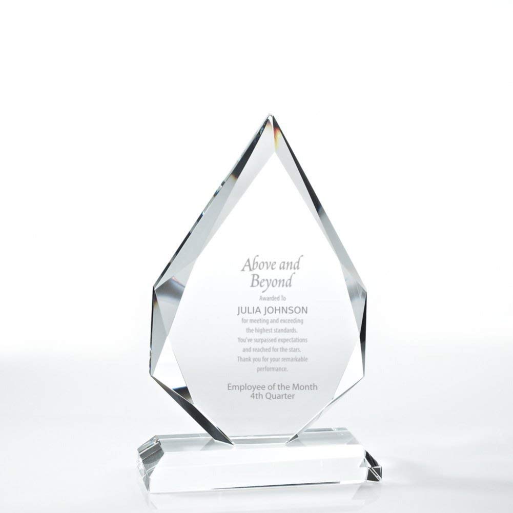 Baudville Custom Engraved Crystal Trophy Award with Beveled Edge - Elegant Black Gift Box Included - Perfect for Employee Recognition, Corporate Awards & Milestone Celebrations