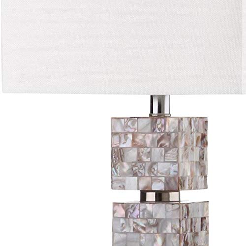 SAFAVIEH Rafferty Coastal Cream Shell 31-Inch Table Lamp Set of 2 with LED Bulbs - Modern Bedside Lighting for Bedroom, Living Room & Home Office - Perfect for Reading, Decor & Ambient Lighting