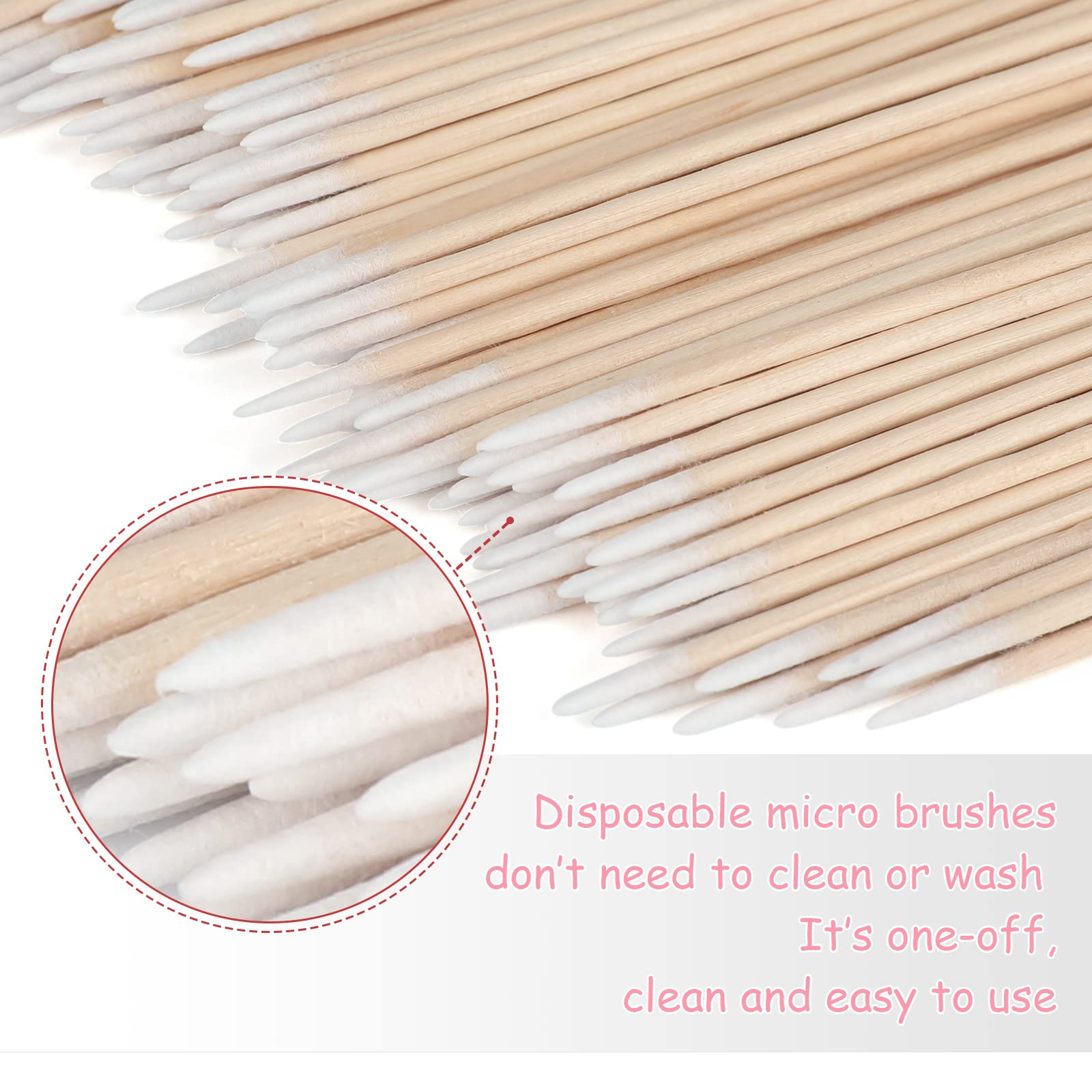 GCQQ 400pcs Disposable Wooden Micro Brushes - Fine Tip Applicator Brushes for Cleaning, Makeup, Nail Art & Electronics Repair - Perfect for DIY Crafts, Beauty Salon & Precision Cleaning