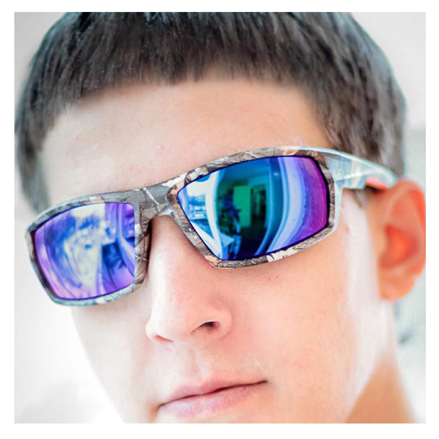 Polarized Camouflage Sport Sunglasses for Men & Women - UV Protection Fishing Cycling Running Glasses - Perfect for Outdoor Activities, Hiking, Driving & Beach