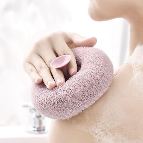 HETSHIV Super Soft Bath Sponge with Suction Cup - Gentle Exfoliating Shower Scrubber for Body & Skin, Cute Cleaning Brush with Massage Bubbles (1 Pack) - Perfect for Sensitive Skin & Relaxing Bath Time