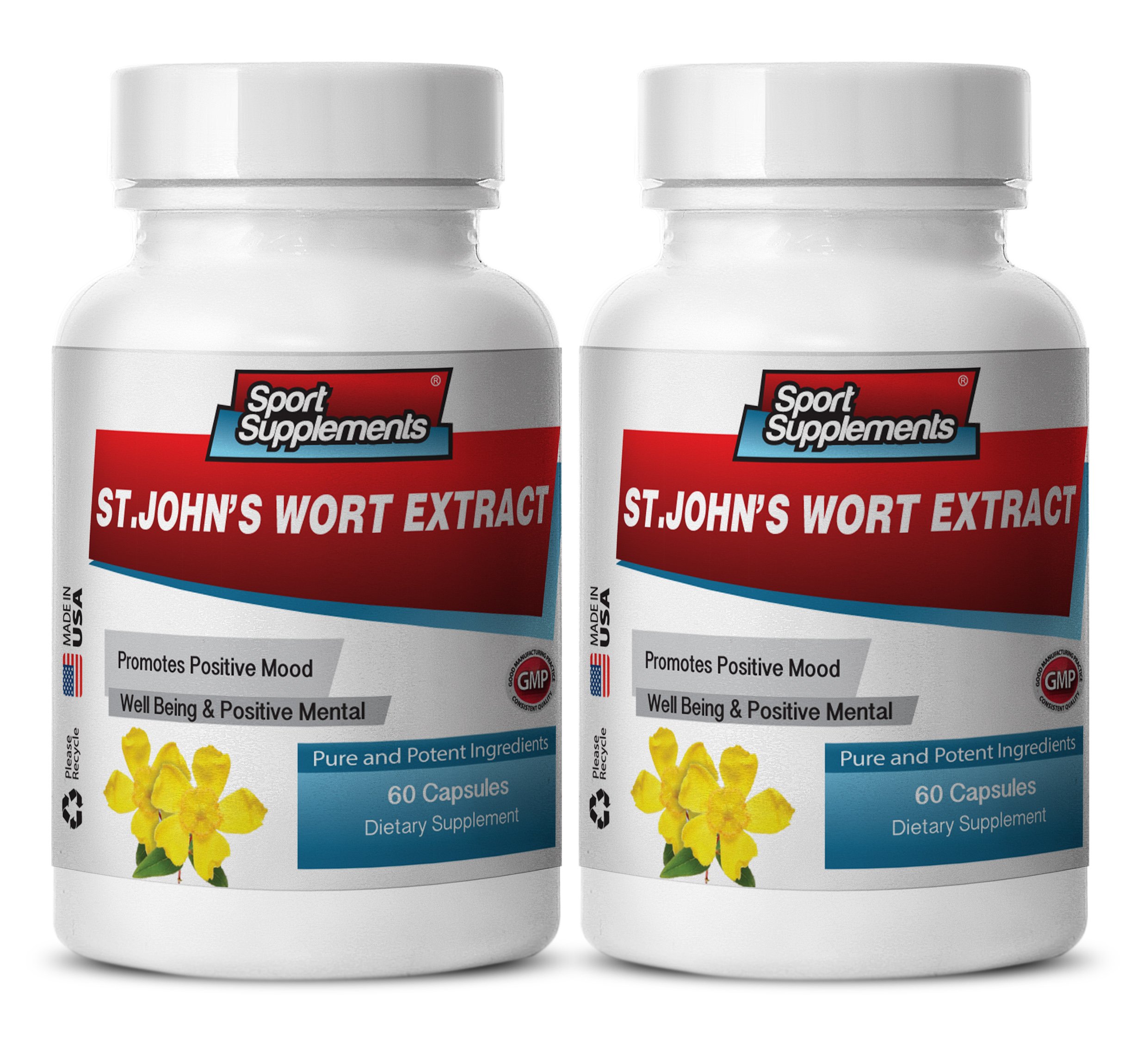 St. John's Wort Extract Supplement for Women - Natural Energy Booster & Immune Support - 120 Capsules (2 Bottles) - Stress Relief & Mood Enhancement for Busy Professionals