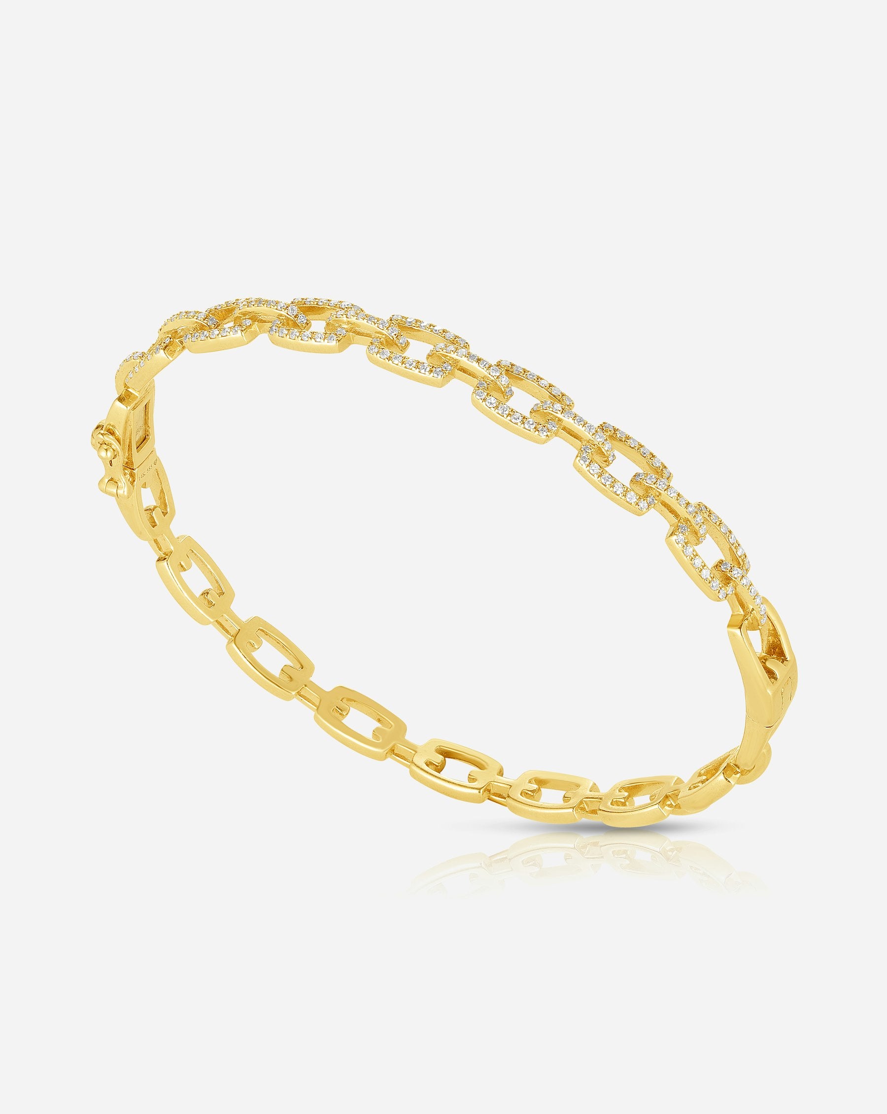 14K Gold Diamond Link Bangle Bracelet for Women - Elegant Tennis Bracelet for Everyday Wear & Special Occasions