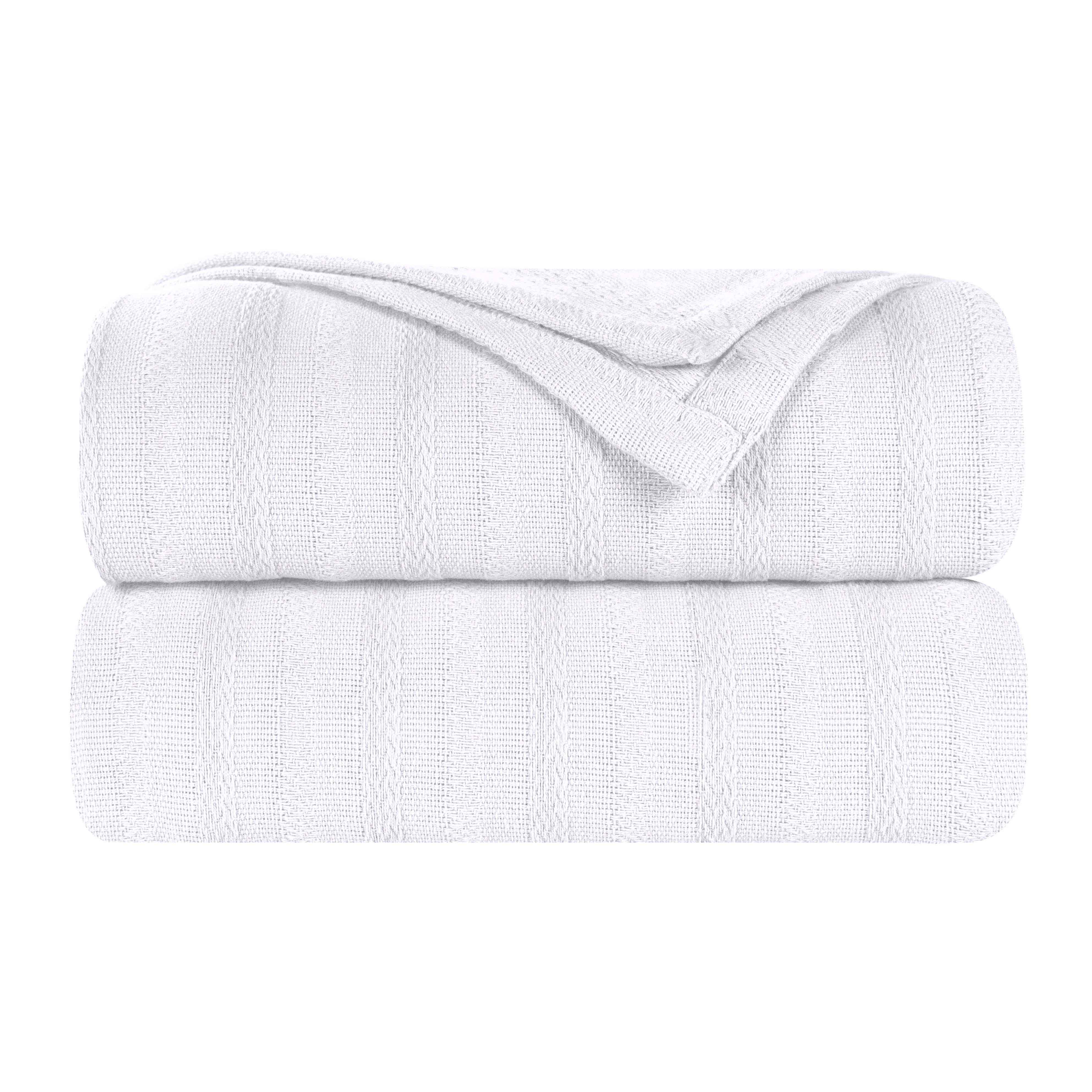 Soft Clara Cotton Textured Striped Lightweight Woven Blanket - Perfect for Sofa, Bed & Outdoor Picnics