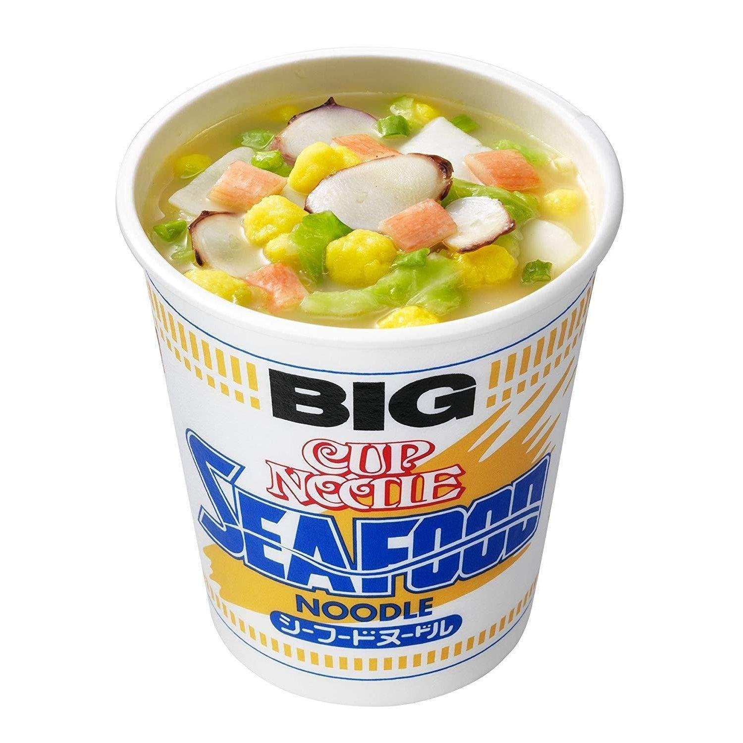 Nissin Instant Cup Noodles Seafood Flavor BIG - Pack of 3 | Quick & Easy Microwave Meal for Office Lunch, College Dorm Snacks & Emergency Food Supply