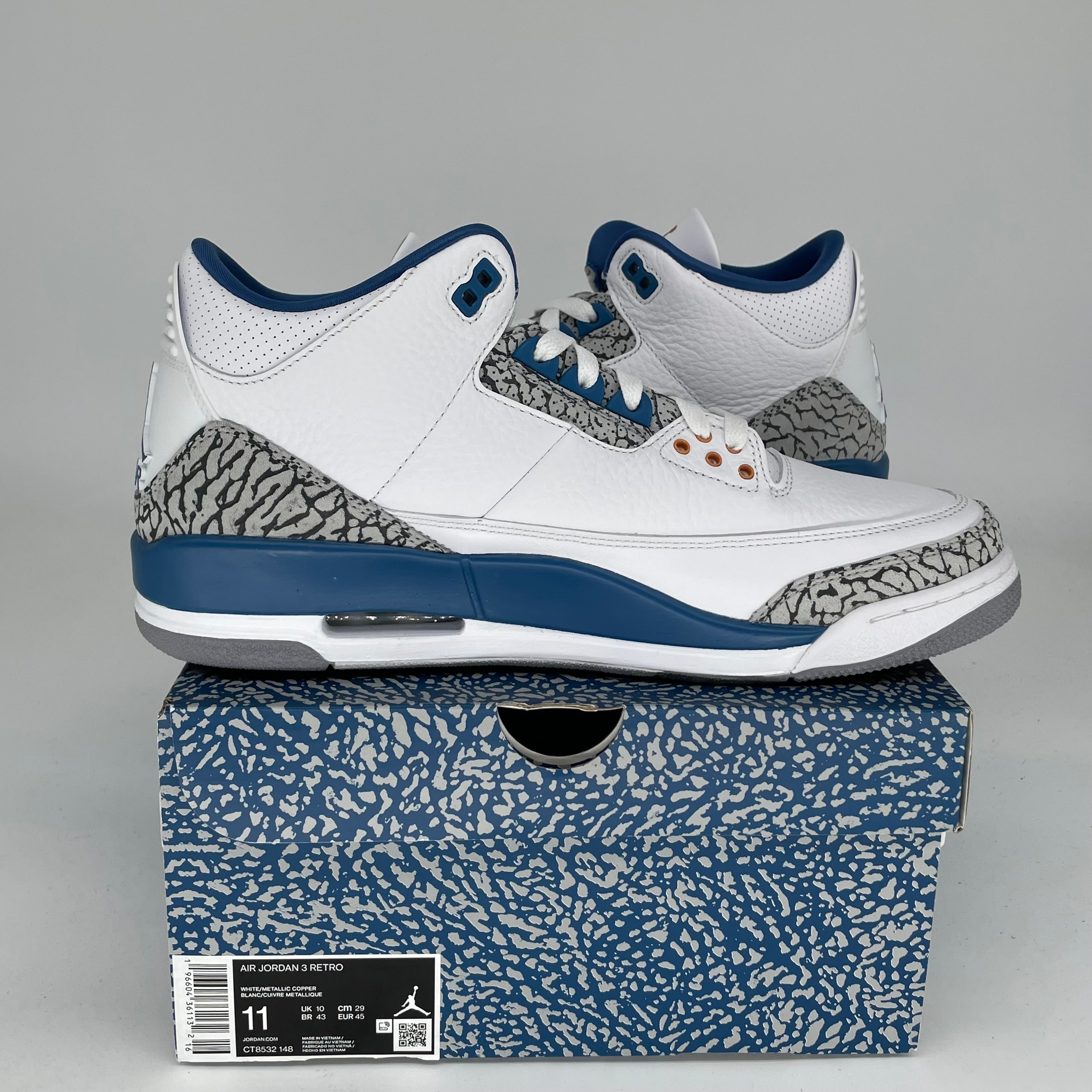 AIR JORDAN 3 WIZARDS Basketball Shoes Men's Size 11 - Retro Style Sneakers CT8532-148 for Streetwear & Casual Outfits