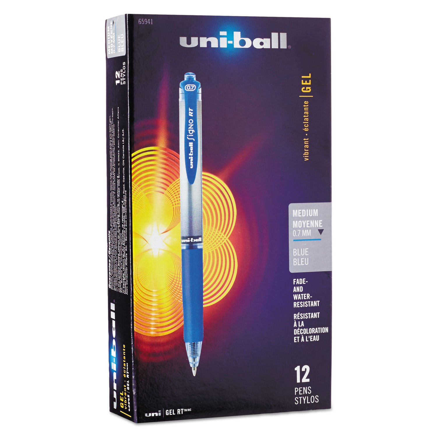 Uni-ball Signo Gel RT Retractable Roller Ball Pen - Medium Point Blue Ink (12-Pack) for Office, School, Note Taking & Gift Giving