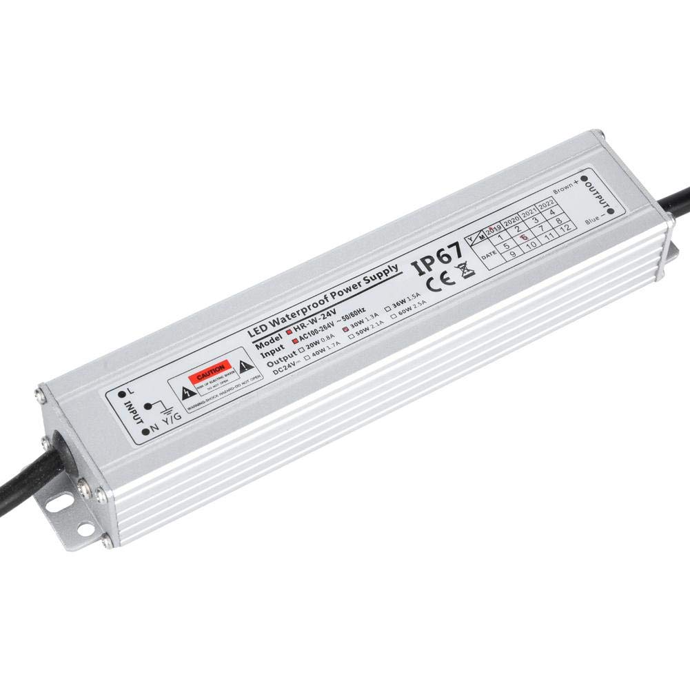 30W RGB LED Strip Light Power Supply 12V/24V AC to DC Adapter - Waterproof Transformer for Indoor/Outdoor LED Tape Lights, Wall Washer, Guardrail & Tube Lighting