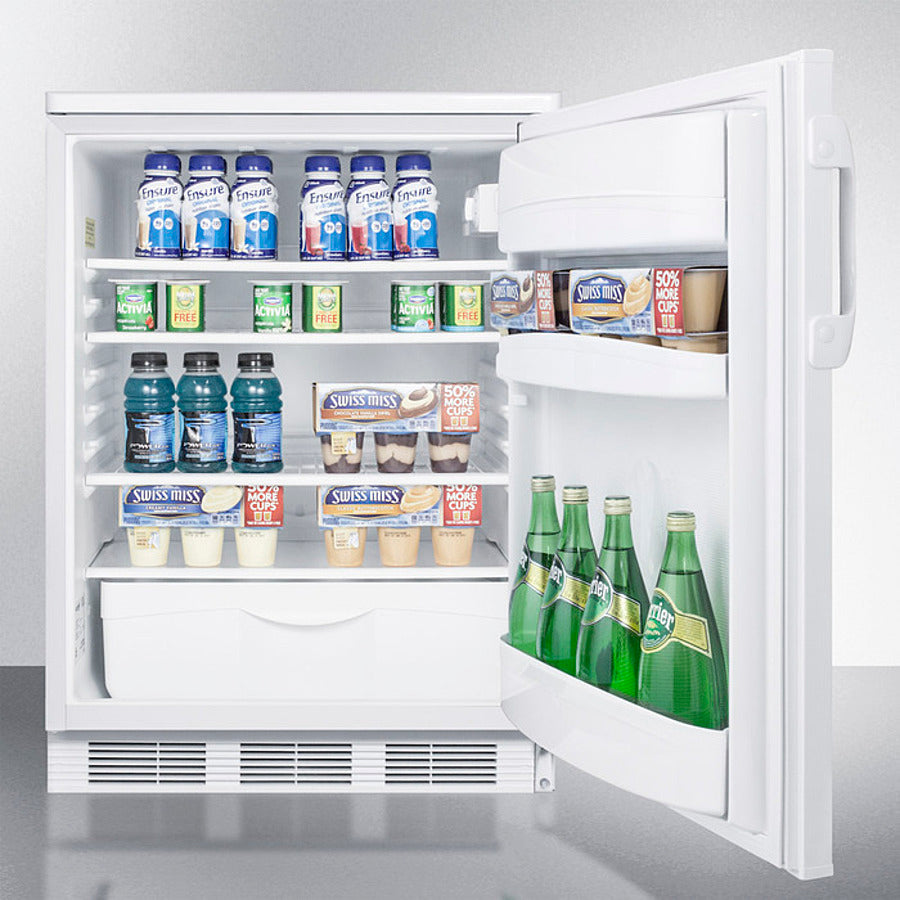 Accucold 24-Inch Wide Built-In All Refrigerator with Automatic Defrost - White Exterior (Model FF6WBI7) - Perfect for Kitchens, Offices, and Commercial Spaces
