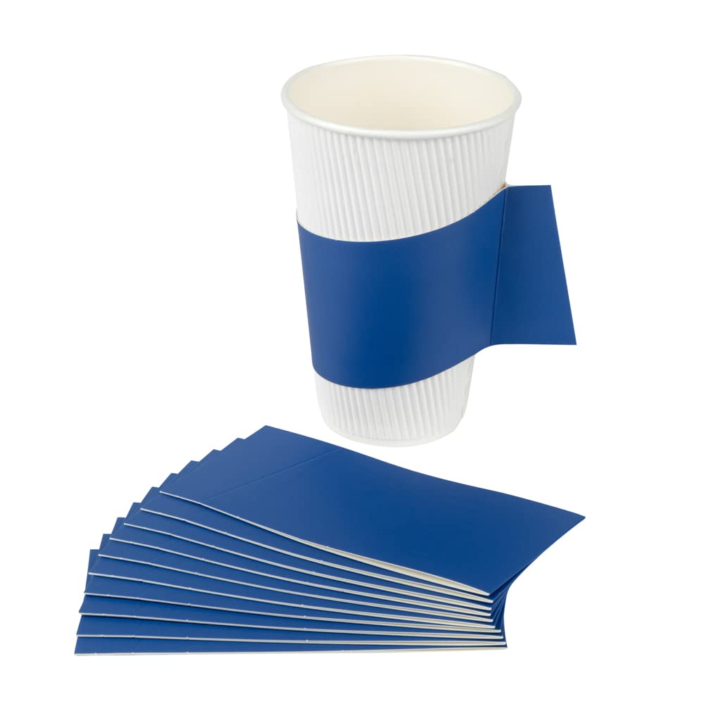 Restpresso Hot Coffee Sleeves with Handle - 1000 Disposable Cup Sleeves for 12, 16 & 20 oz Cups | Navy Blue Paper Cup Jackets | Ideal for Coffee Shops, Cafes & Takeout Services