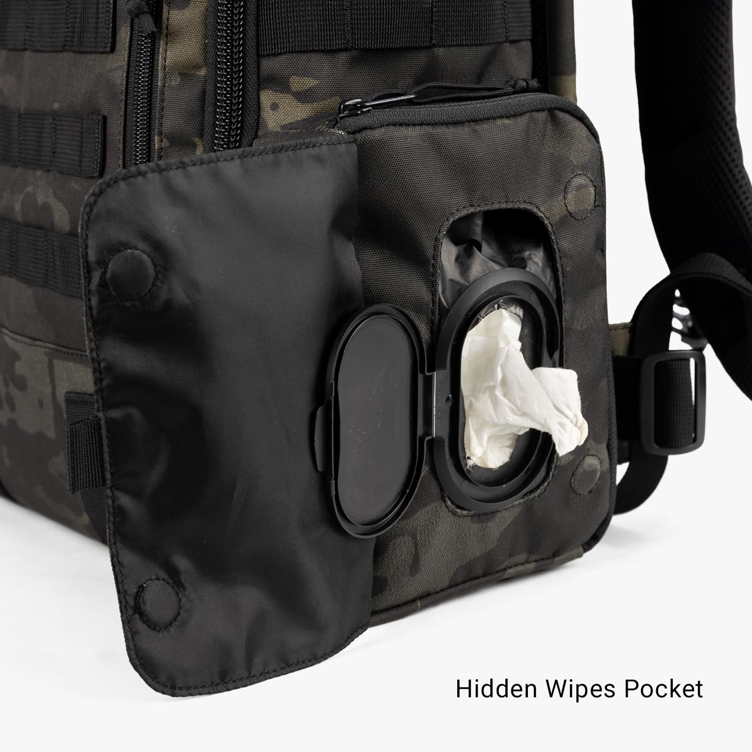 TBG - Men's Tactical Diaper Bag Backpack with Built-in Changing Pad & Stroller Straps, Waterproof Baby Diaper Organizer for Dads (Multicam Black 4th Gen) - Perfect for Travel, Hiking & Everyday Parenting