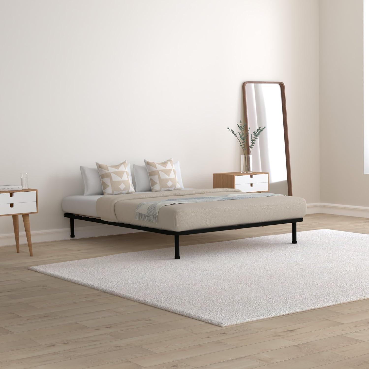 EVERGREENWEB - 85x190 cm Wood Slat Orthopedic Bed Frame with Reinforced Iron Structure & 4 Removable Legs, Universal Base for All Beds and Mattresses - Apple - Perfect for Guest Rooms, Dormitories and Small Spaces