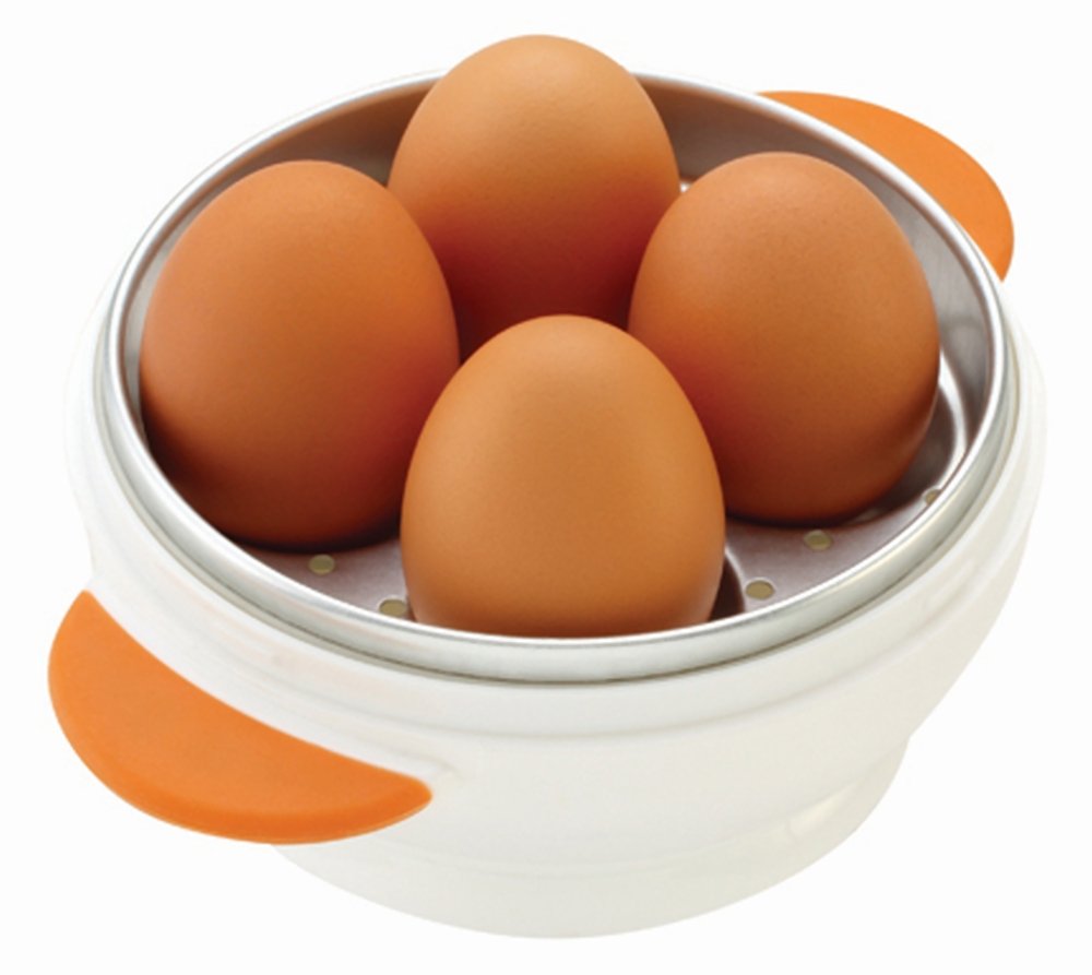 Joie Big Boiley Microwave Egg Cooker - White, 6.75 x 5.25 x 5 Inches - Perfect for Quick Breakfast, Office Lunch & Healthy Meal Prep
