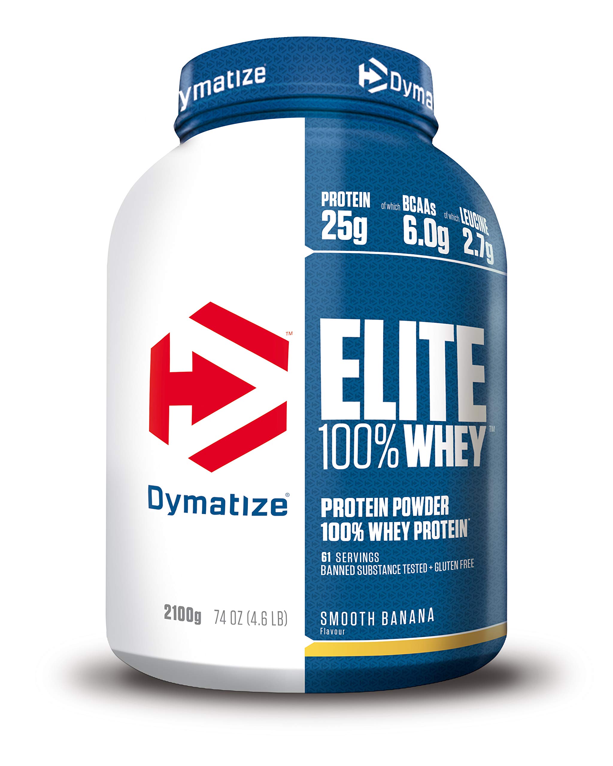 Dymatize Elite Whey Protein Powder - Smooth Banana Flavor 2.1kg (4.63lb) | High Protein, Low Sugar, BCAAs Supplement for Muscle Recovery & Post-Workout Nutrition